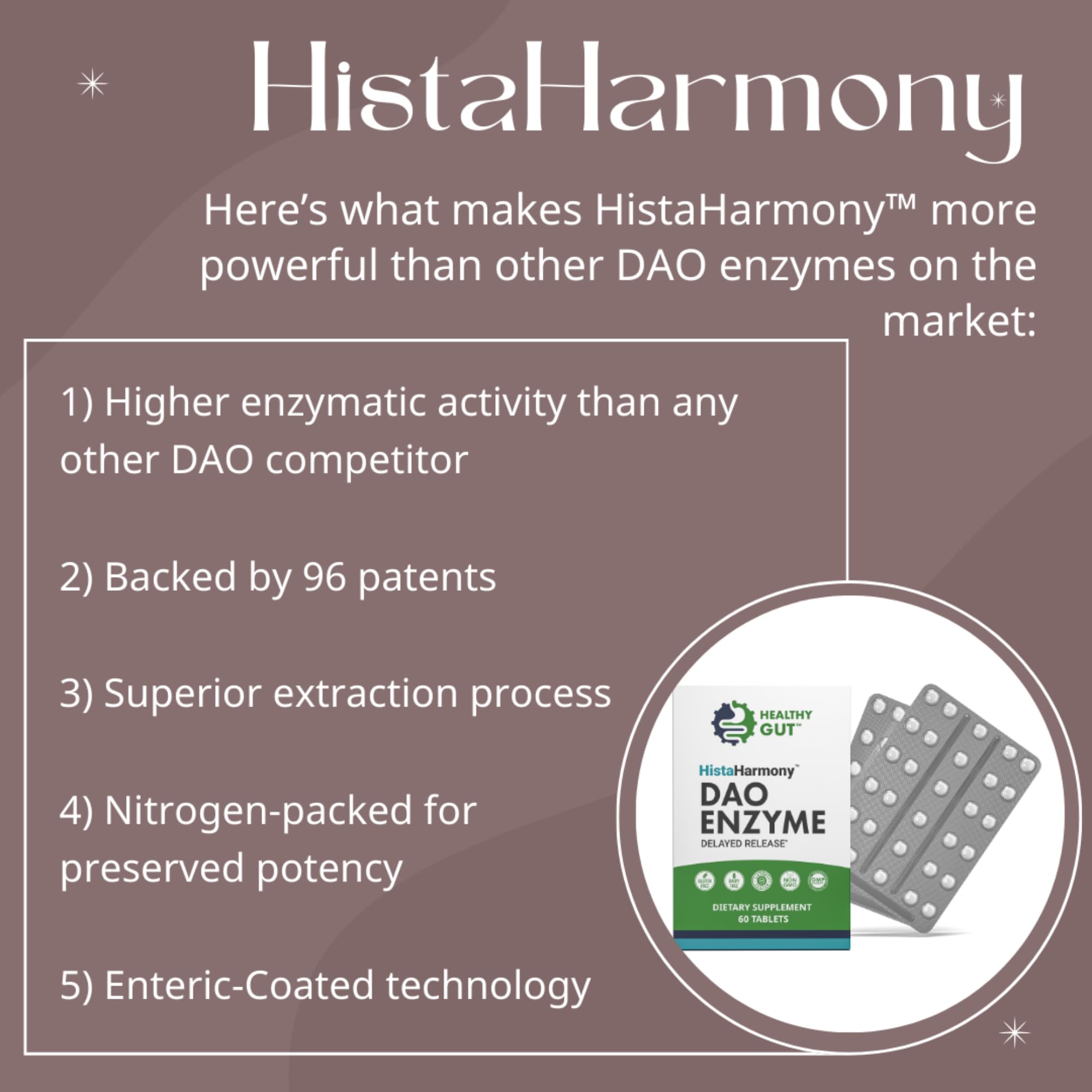 Healthy Gut HistaHarmony Multi-Enzyme Supplement on a kitchen counter