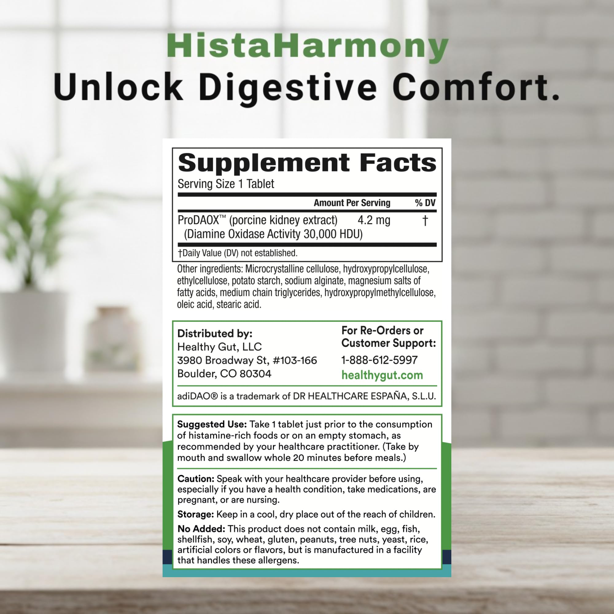 Healthy Gut HistaHarmony Multi-Enzyme Supplement packaging