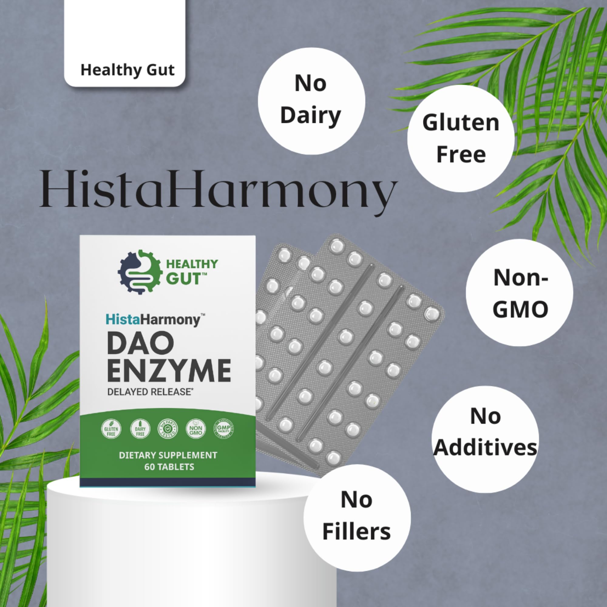 Healthy Gut HistaHarmony Multi-Enzyme Supplement side view