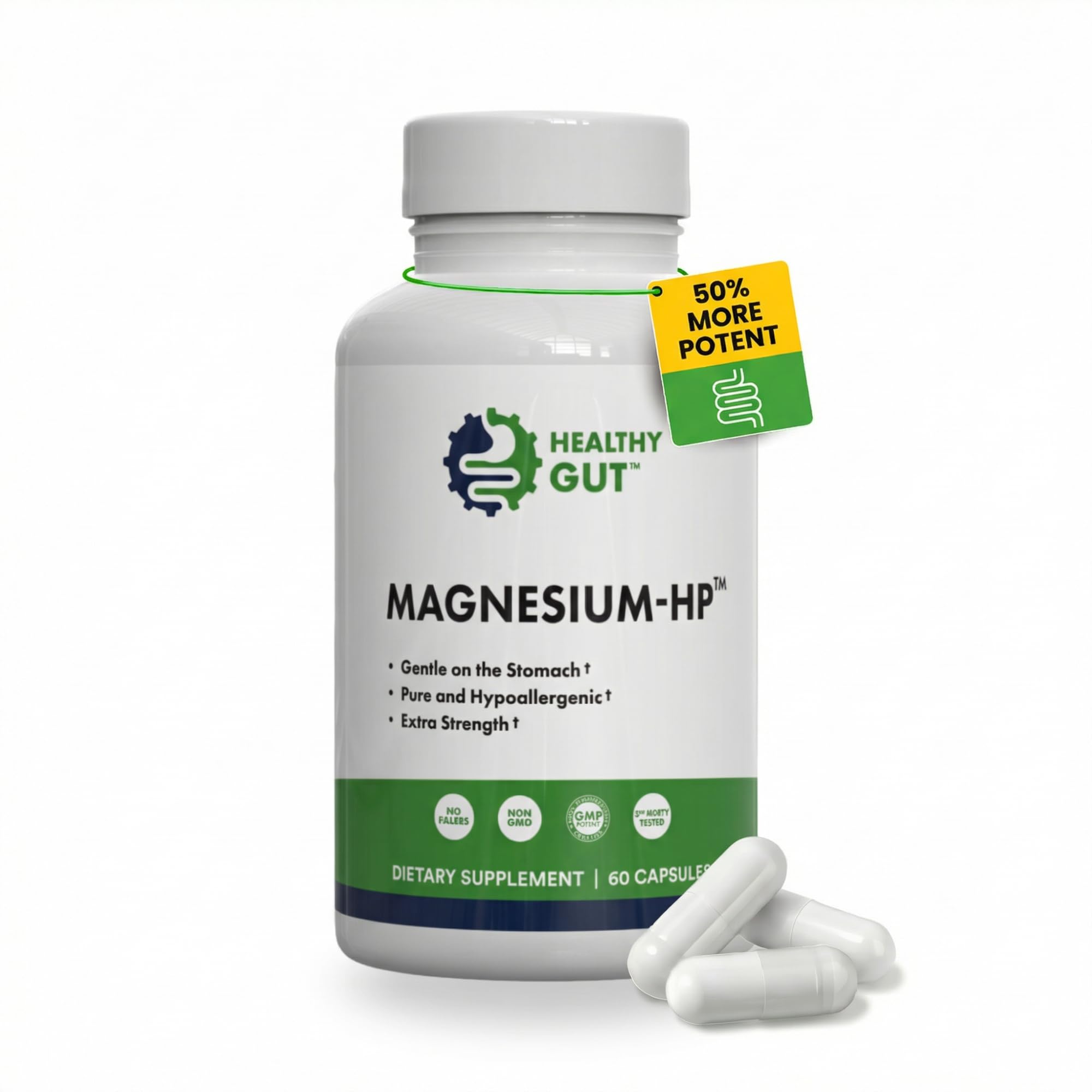 Healthy Gut Magnesium Glycinate Supplement 180mg front view
