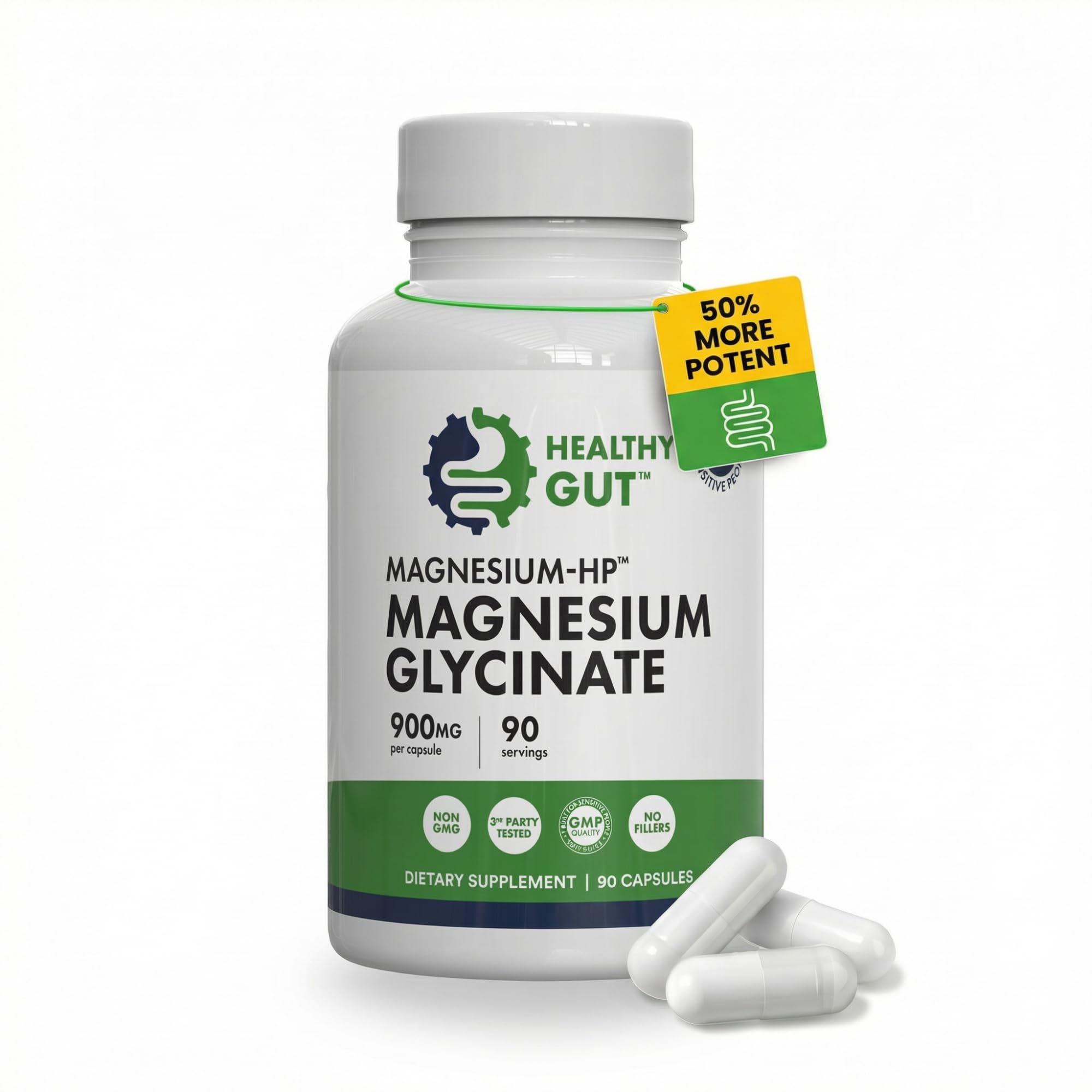 Healthy Gut Magnesium Glycinate Supplement bottle front view