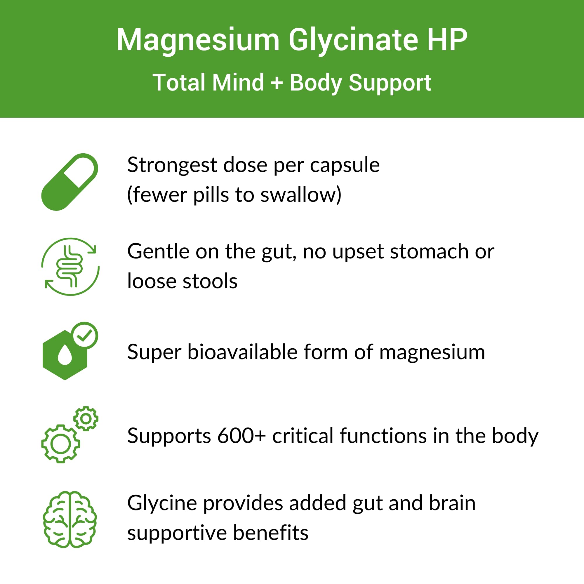 Healthy Gut Magnesium Glycinate Supplement label details