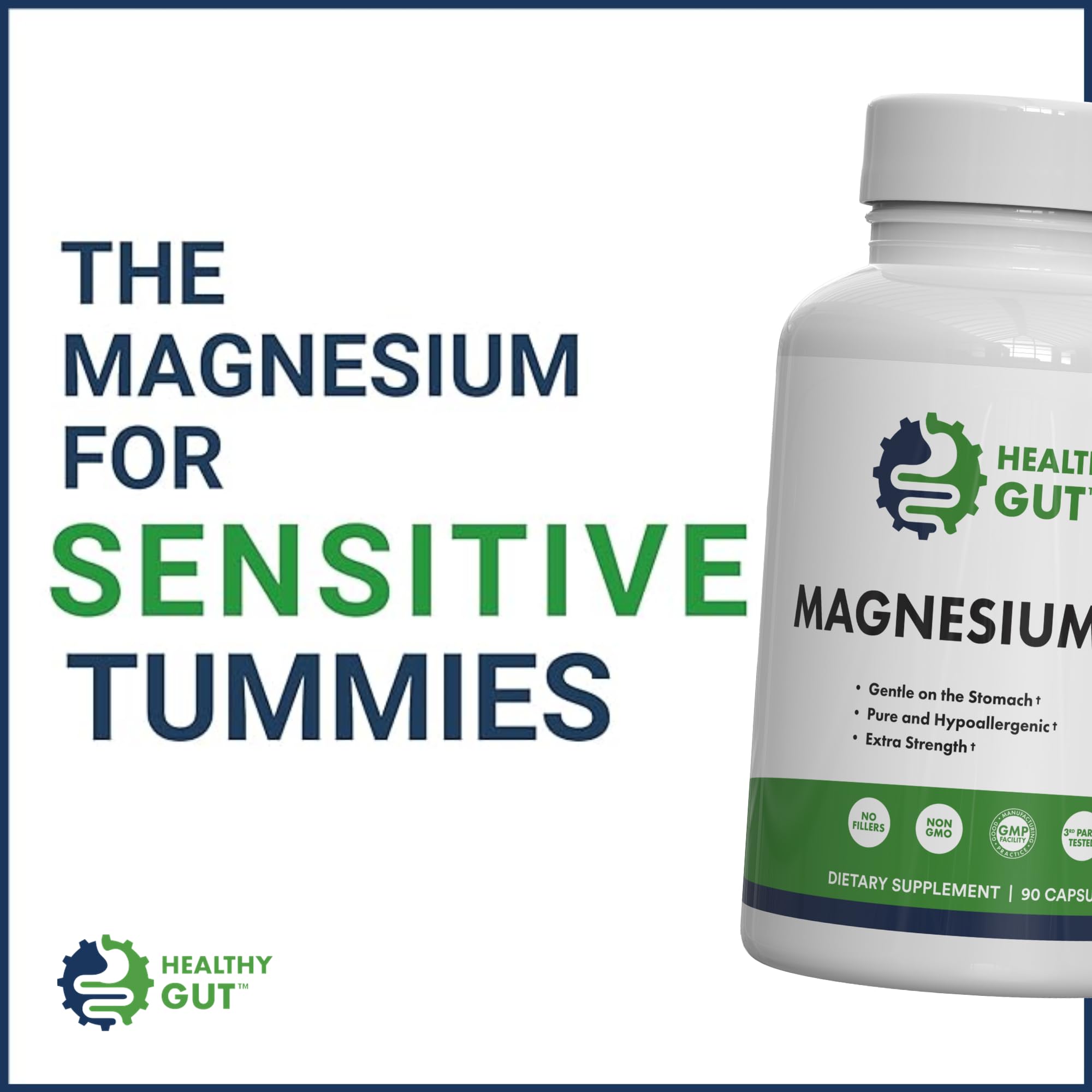 Healthy Gut Magnesium Glycinate Supplement on a wooden table