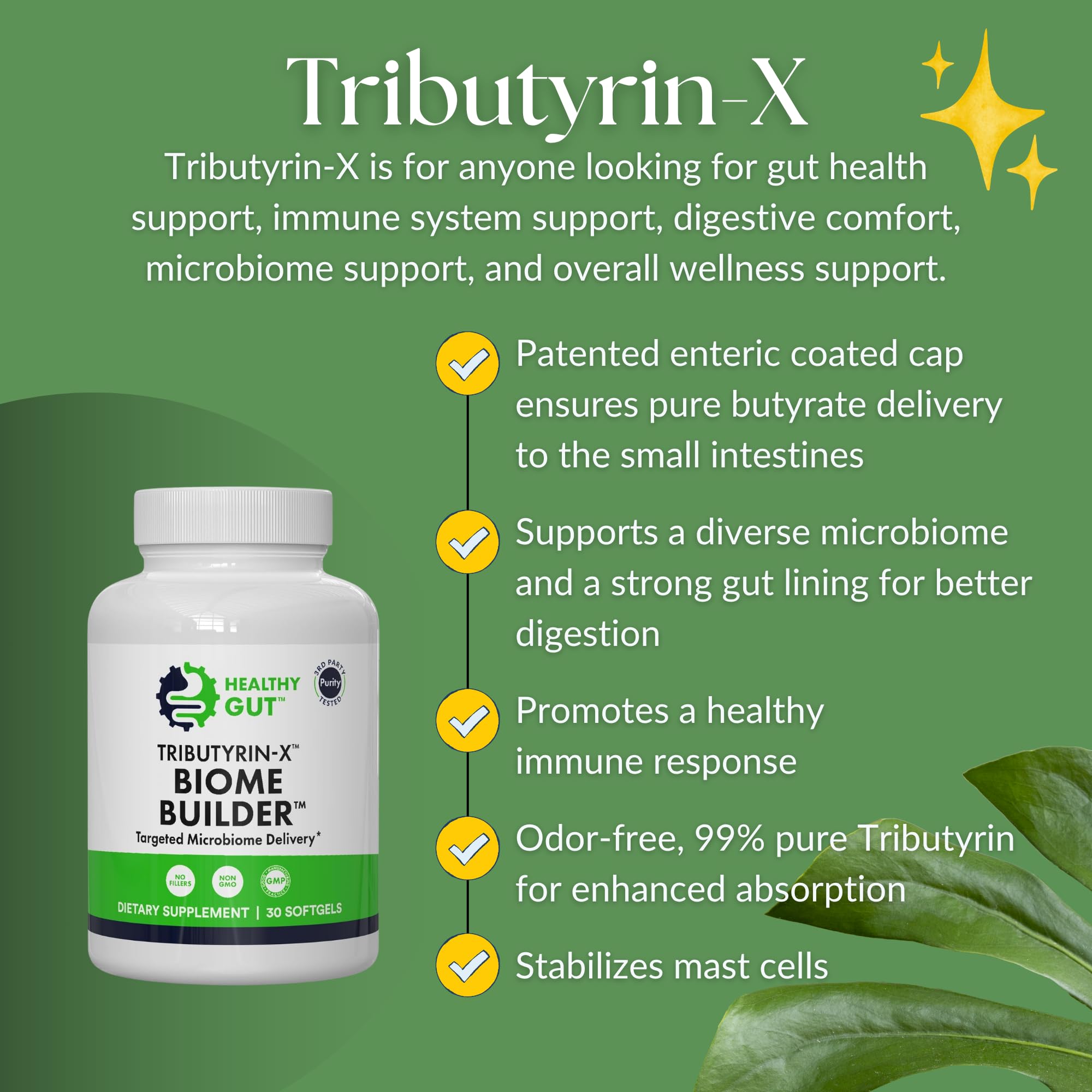 Healthy Gut Tributyrin-X Postbiotic Capsules nutritional information