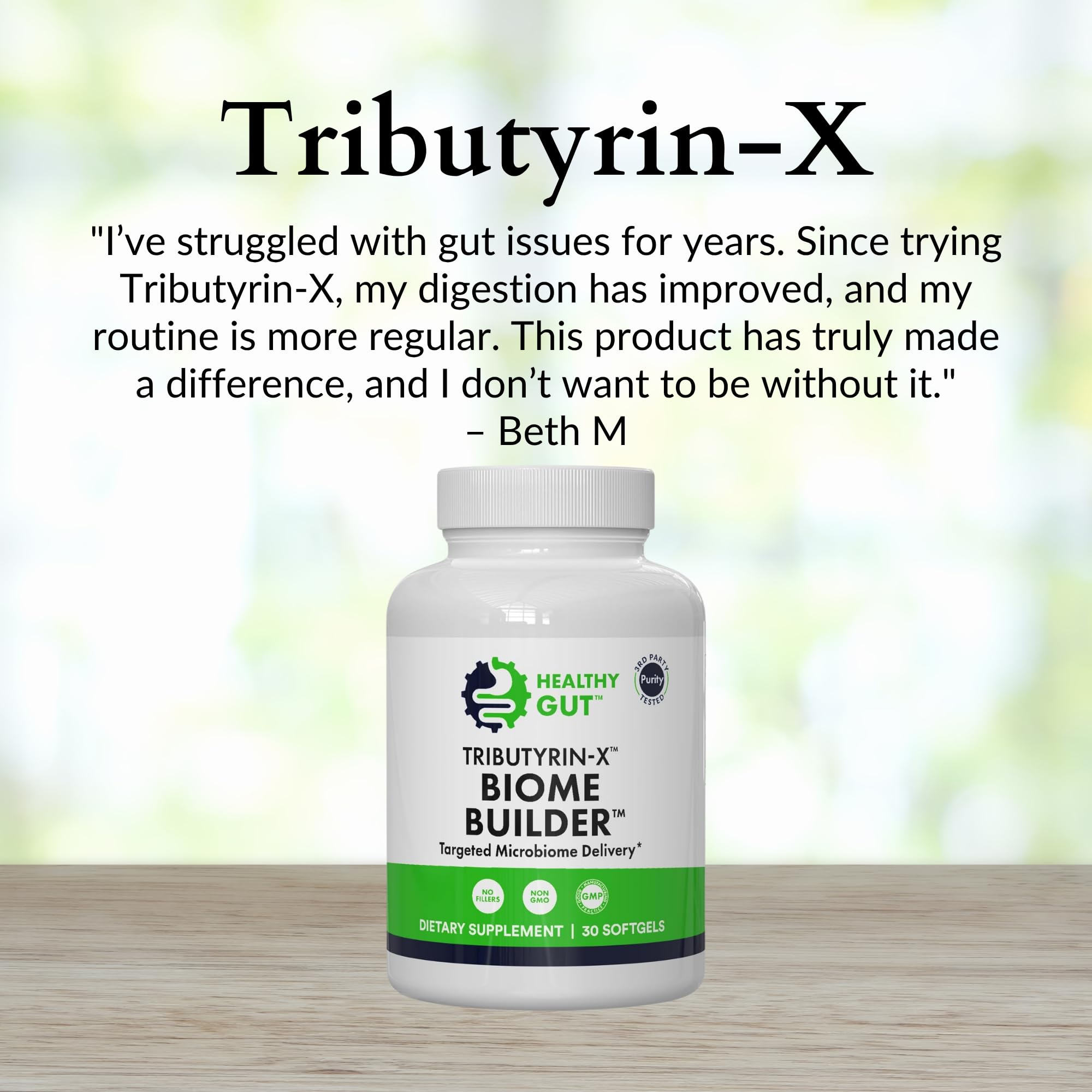 Healthy Gut Tributyrin-X Postbiotic Capsules opened bottle
