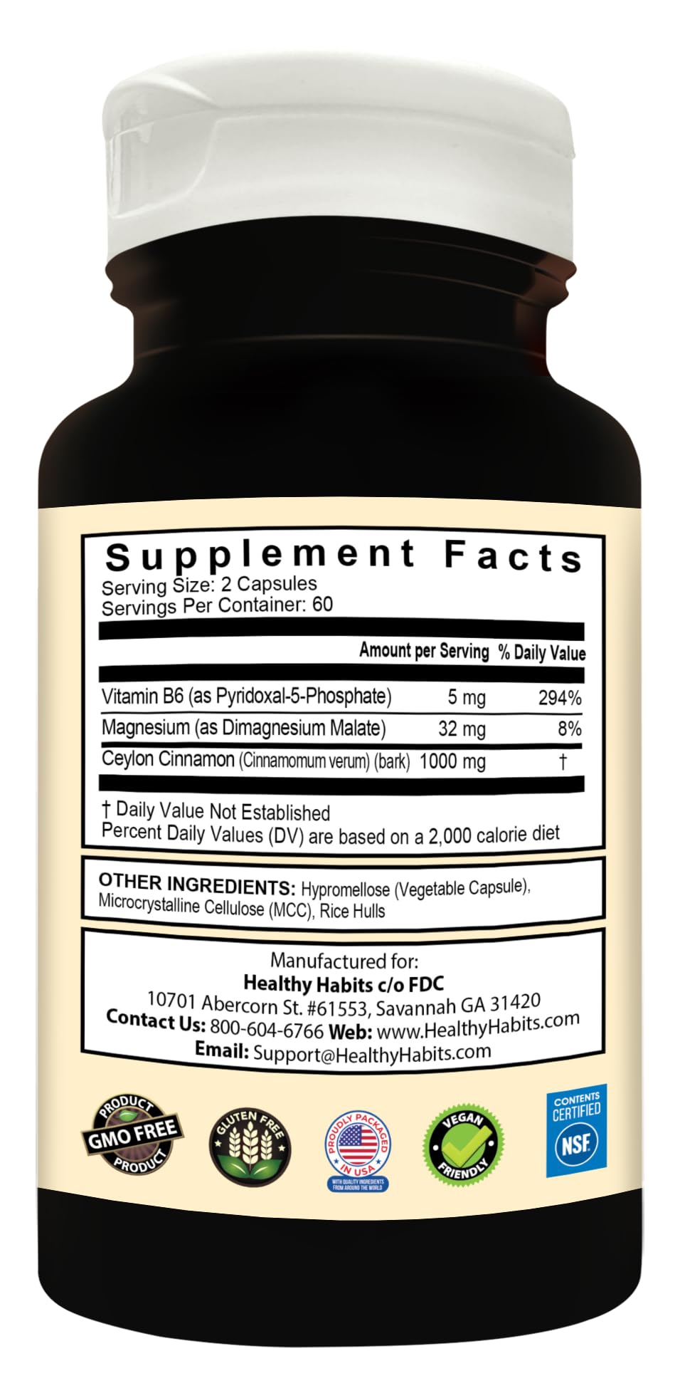 Healthy Habits StrictionBP capsule close-up showing ingredients