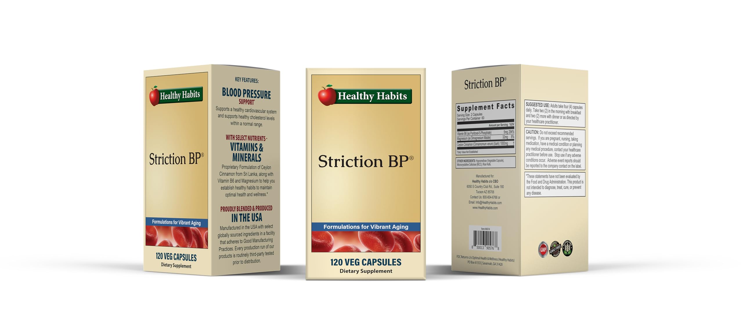 Healthy Habits VEG-CAP StrictionBP 120 Capsules side view