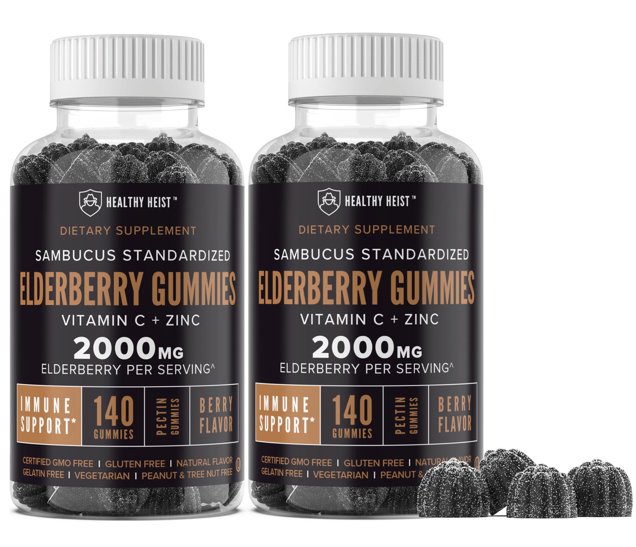 HEALTHY HEIST Elderberry Gummies front view packaging