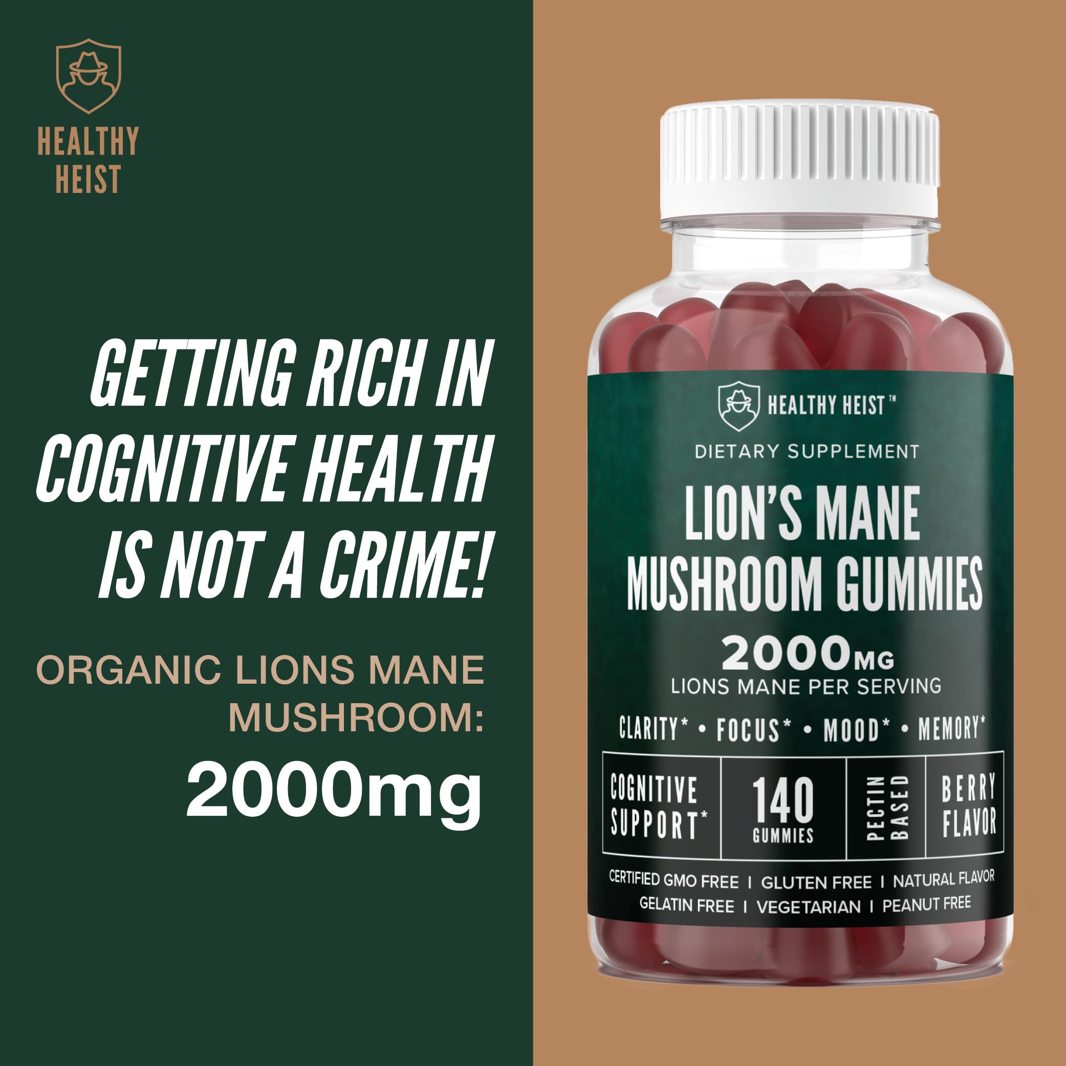 HEALTHY HEIST Lion's Mane Mushroom Gummies berry flavour