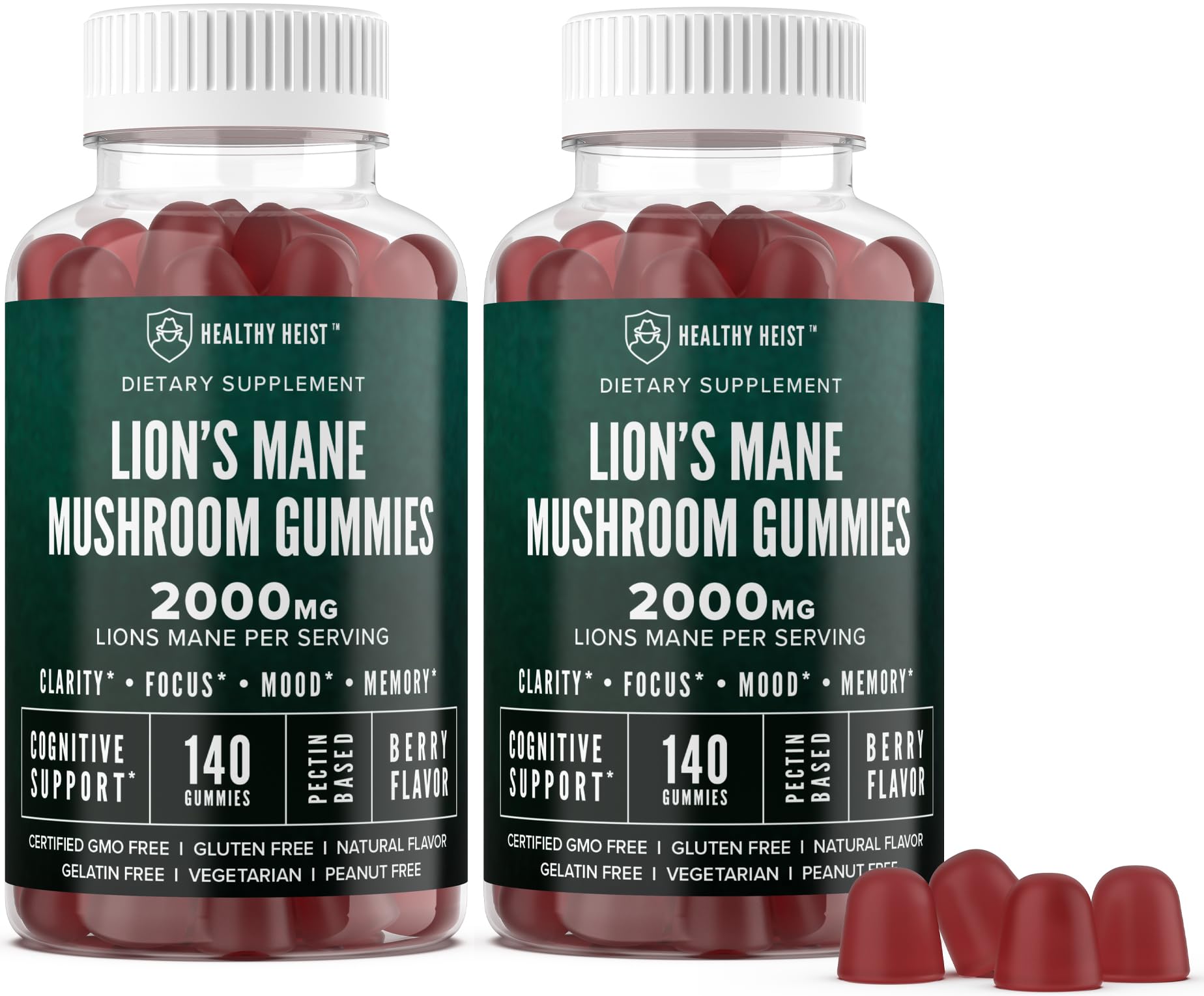 HEALTHY HEIST Lion's Mane Mushroom Gummies front view