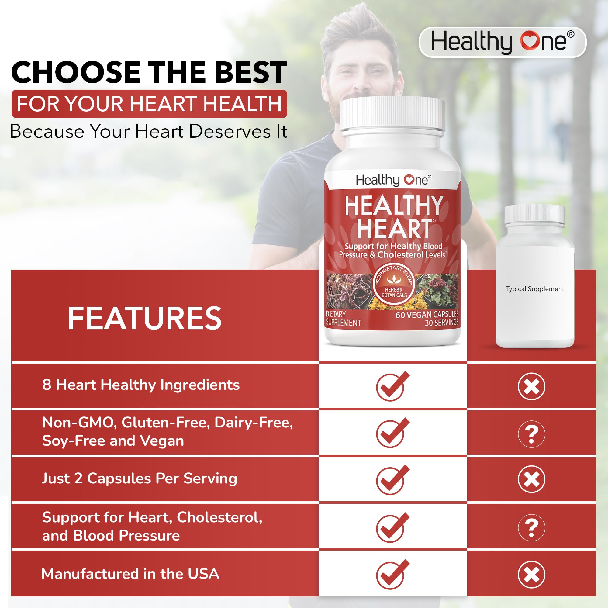 Healthy One CoQ10 8-in-1 daily wellness Supplement capsules on a table