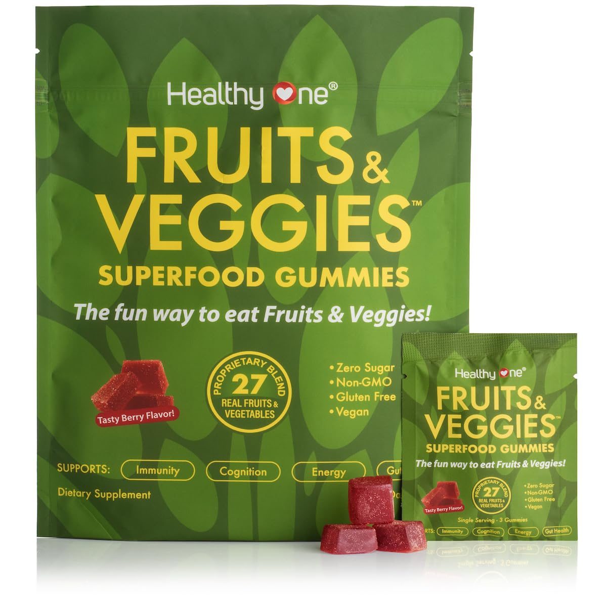 Healthy One Fruits & Veggies Gummy Supplement front view