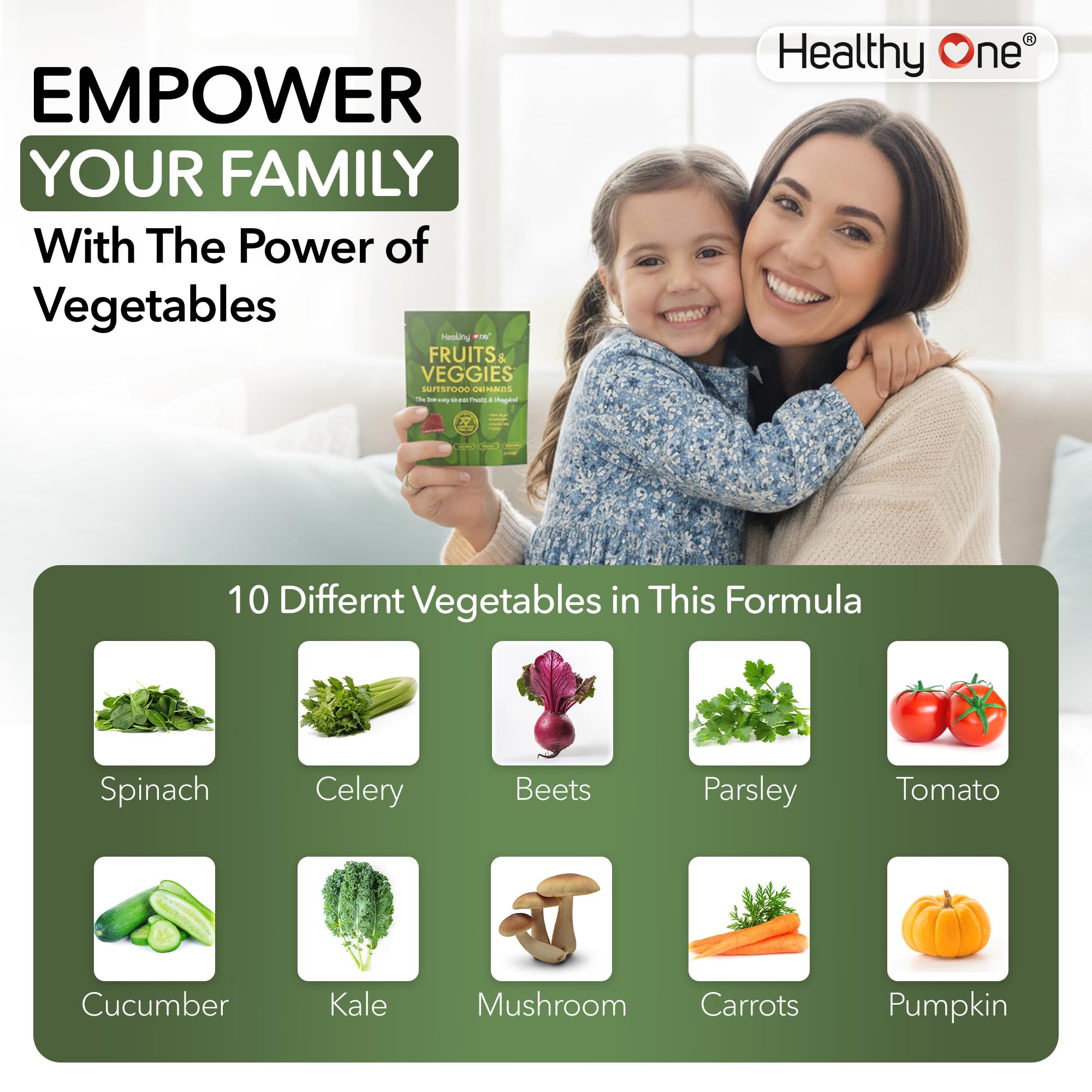 Healthy One Fruits & Veggies Gummy Supplement gummies close-up