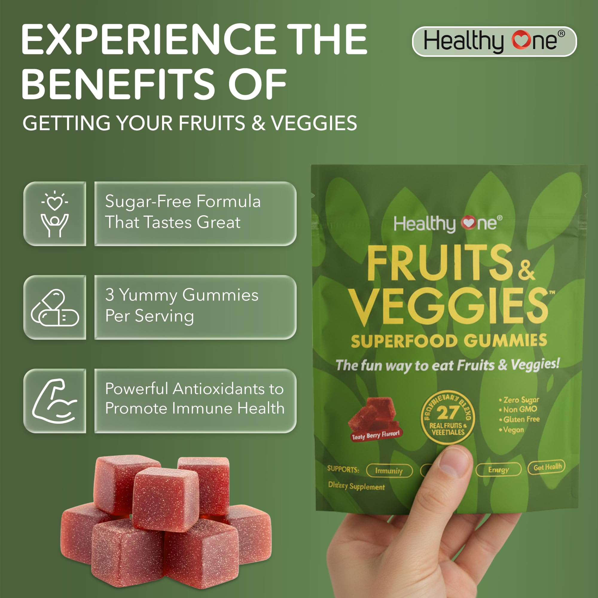 Healthy One Fruits & Veggies Gummy Supplement nutritional information