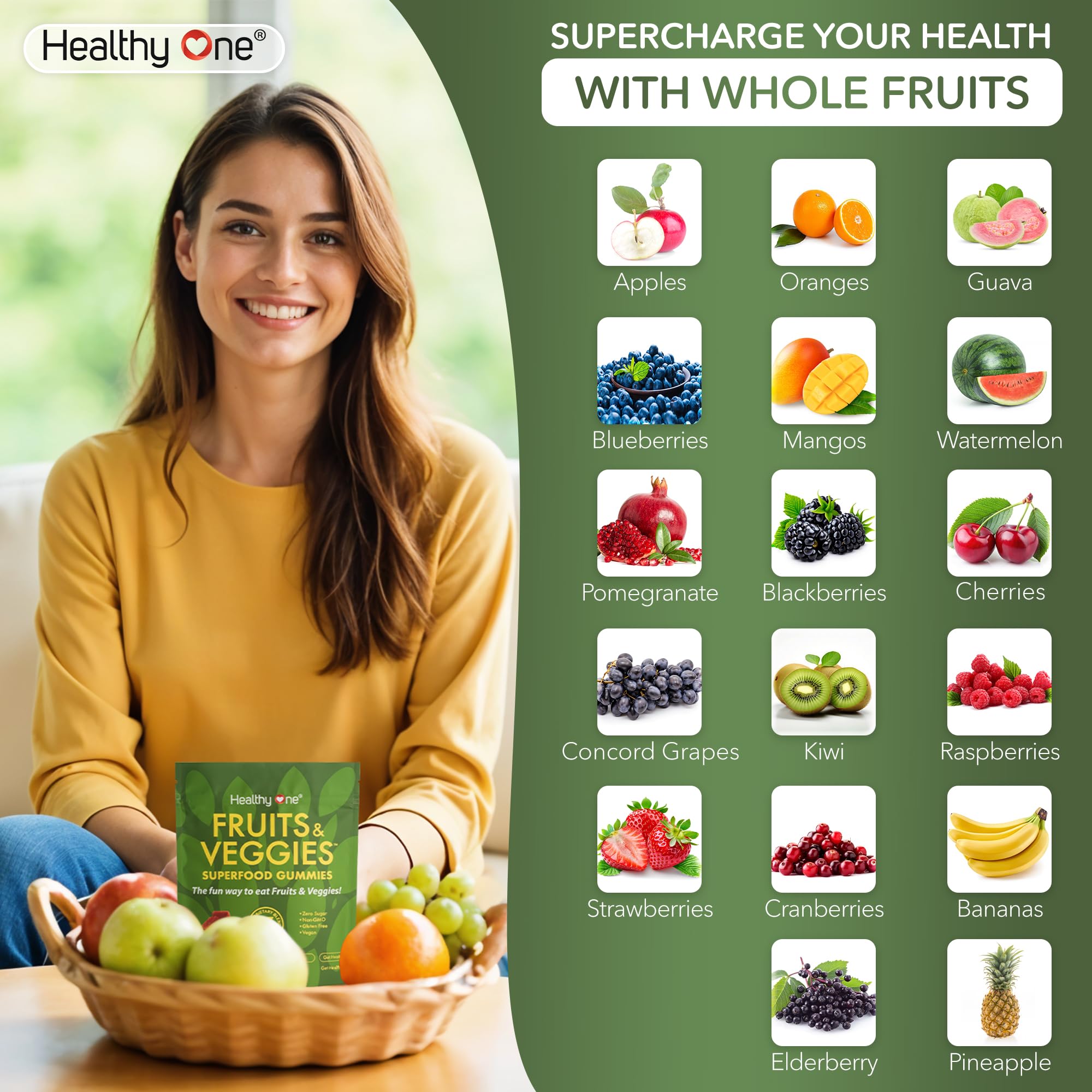 Healthy One Fruits & Veggies Gummy Supplement serving suggestion