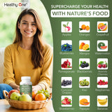 Healthy One Fruits & Veggies supplement side view showing capsule