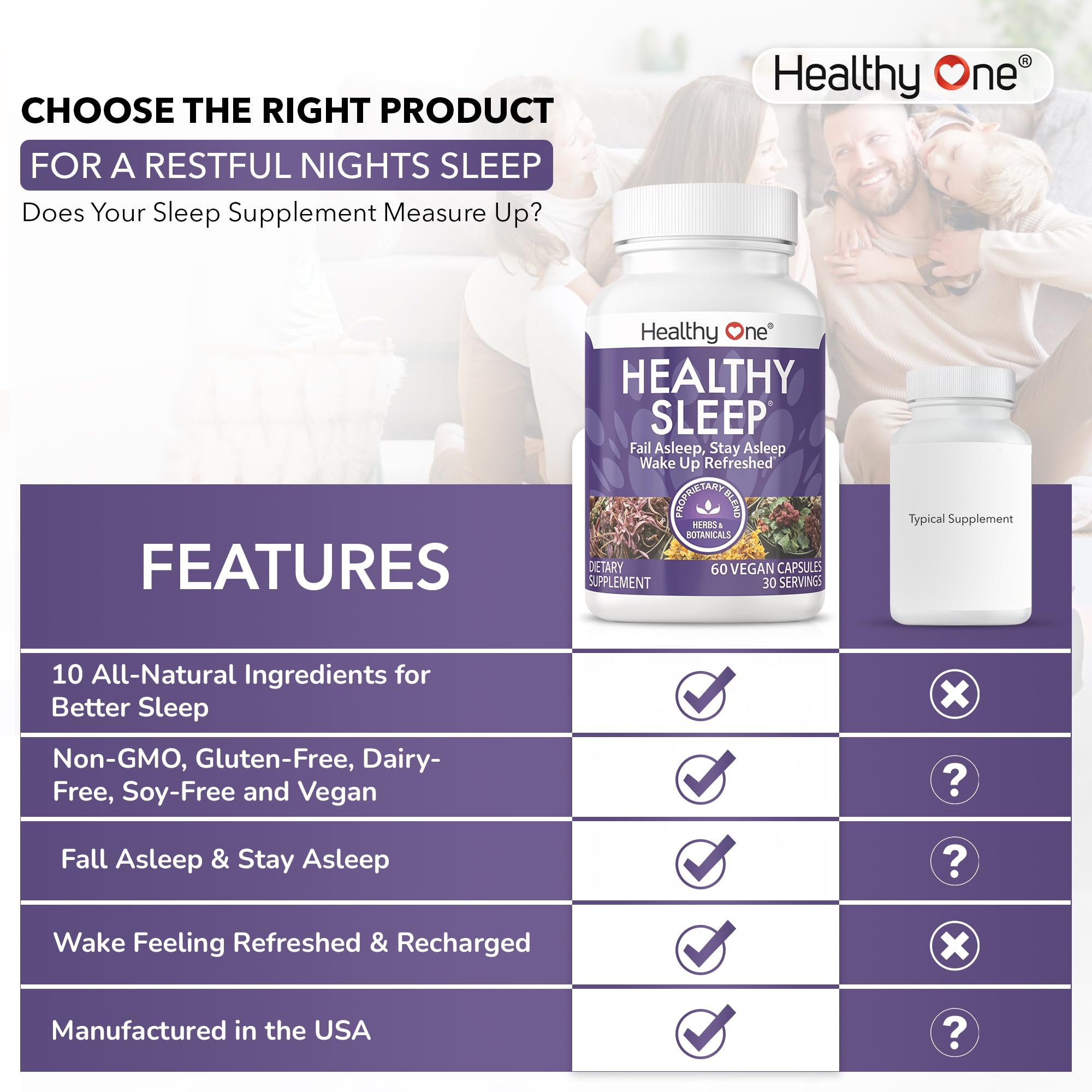 Healthy One Healthy Sleep 10-in-1 Sleep Formula capsule close-up