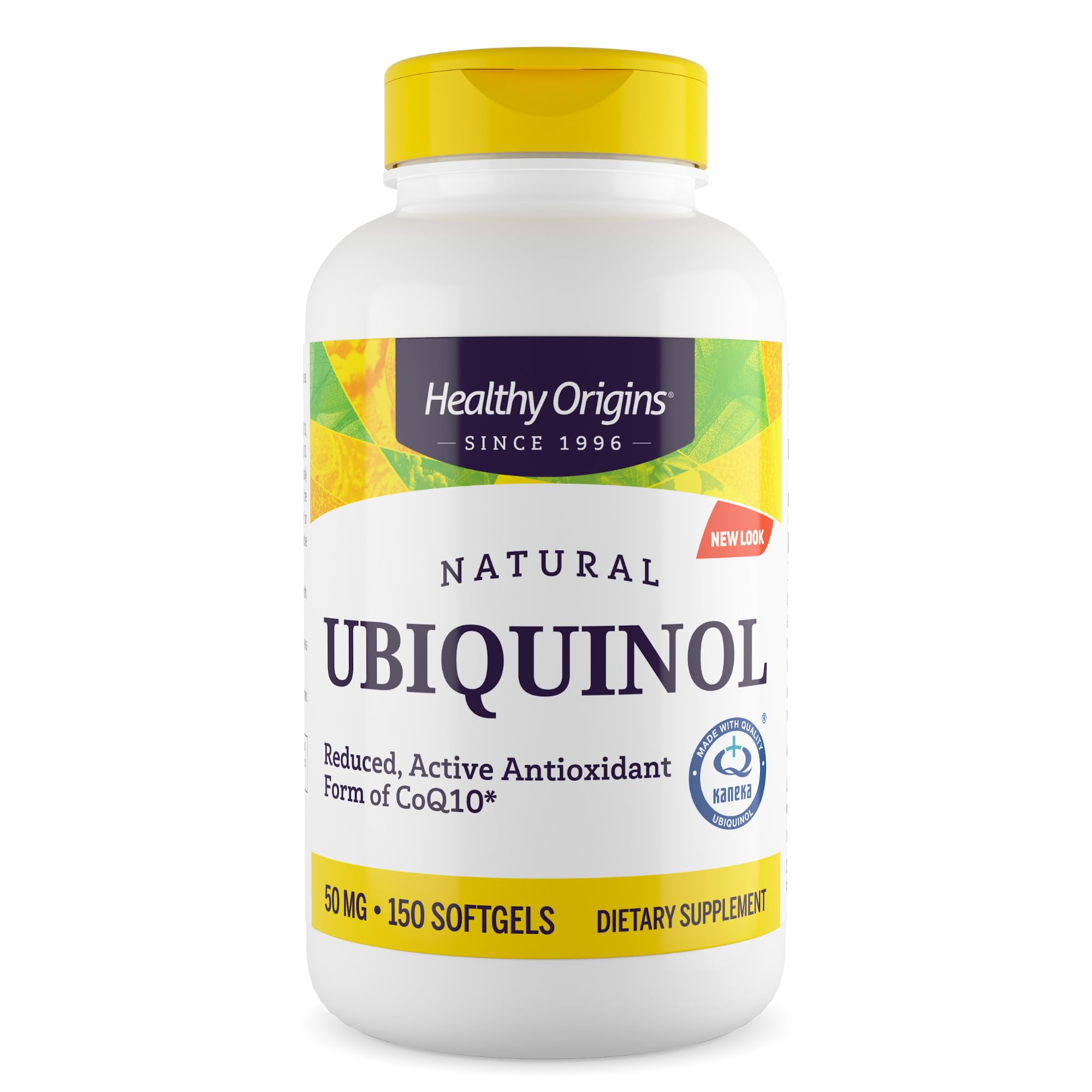 Healthy Origins CoQ10 Ubiquinol 50mg capsules front view