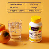 Healthy Origins CoQ10 Ubiquinol capsules with ingredients