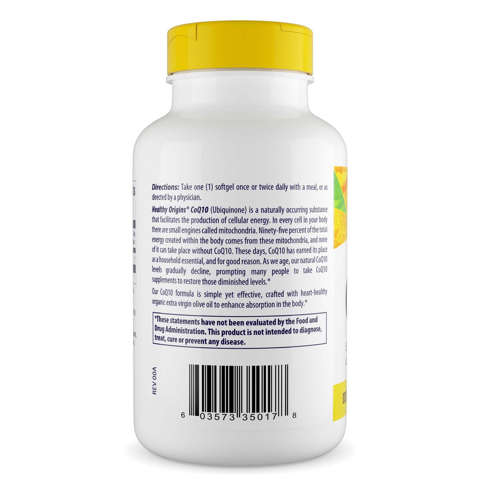 Healthy Origins CoQ10 Ubiquinone 100mg capsules bottle with label