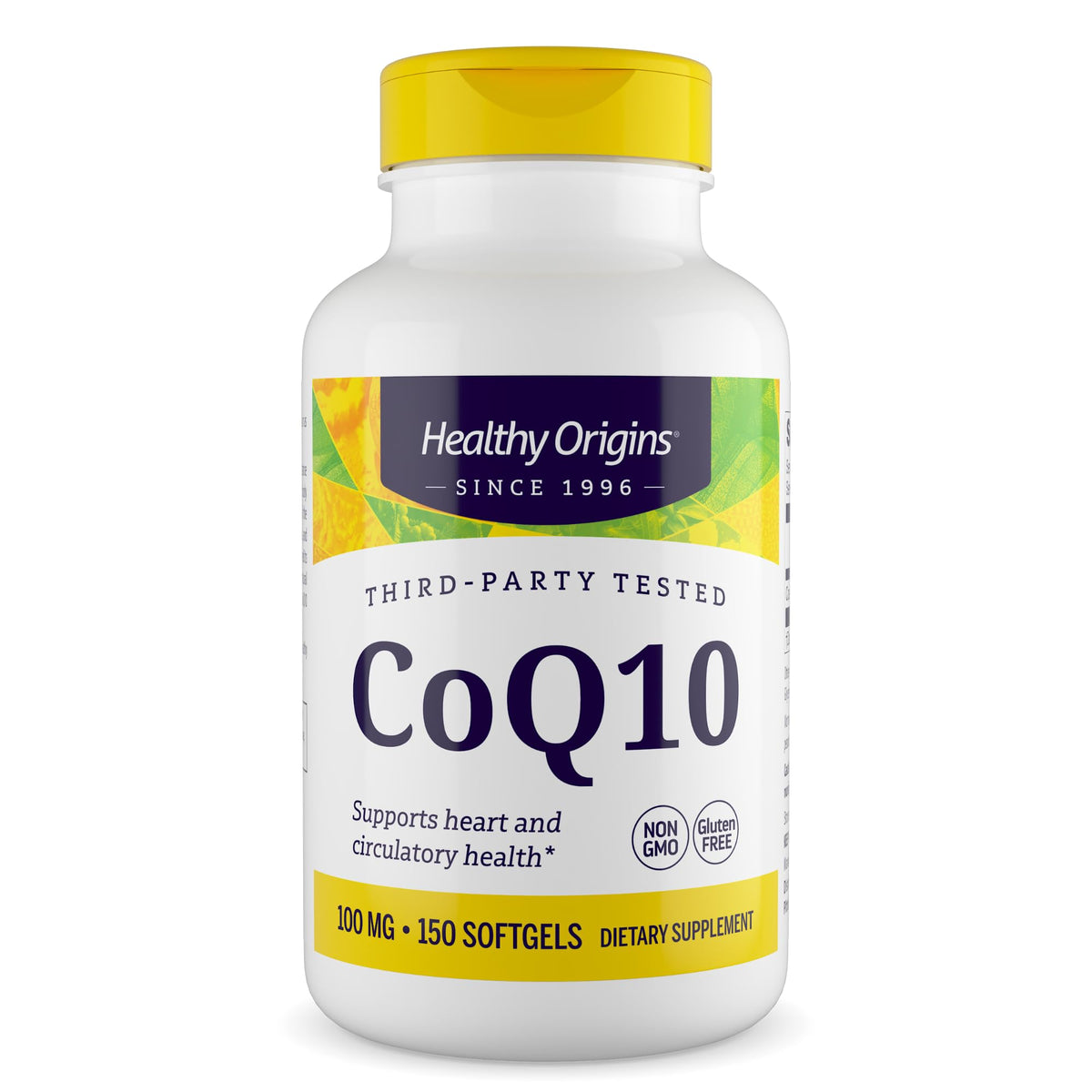 Healthy Origins CoQ10 Ubiquinone 100mg capsules front view