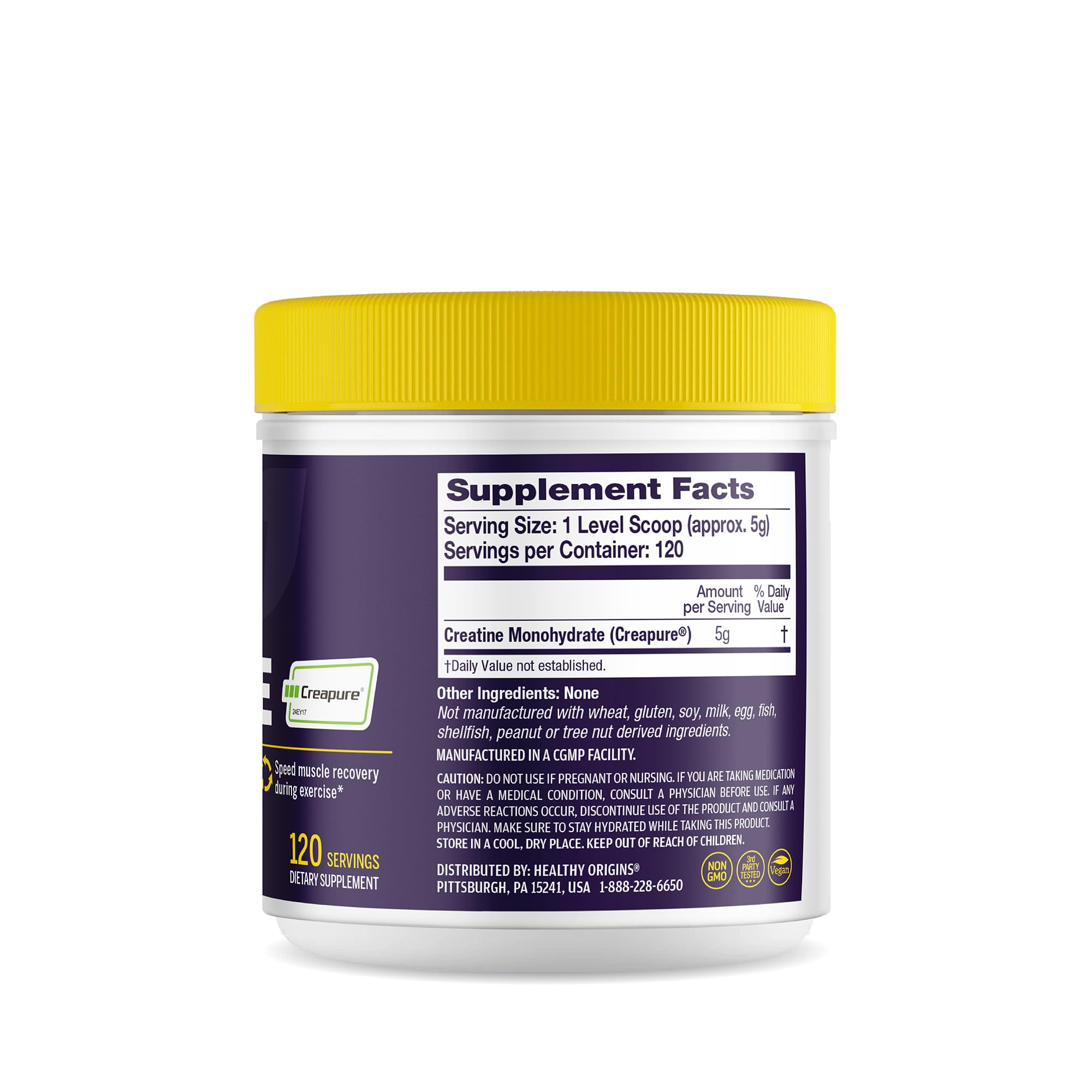 Healthy Origins Creatine 689g Powder packaging side view