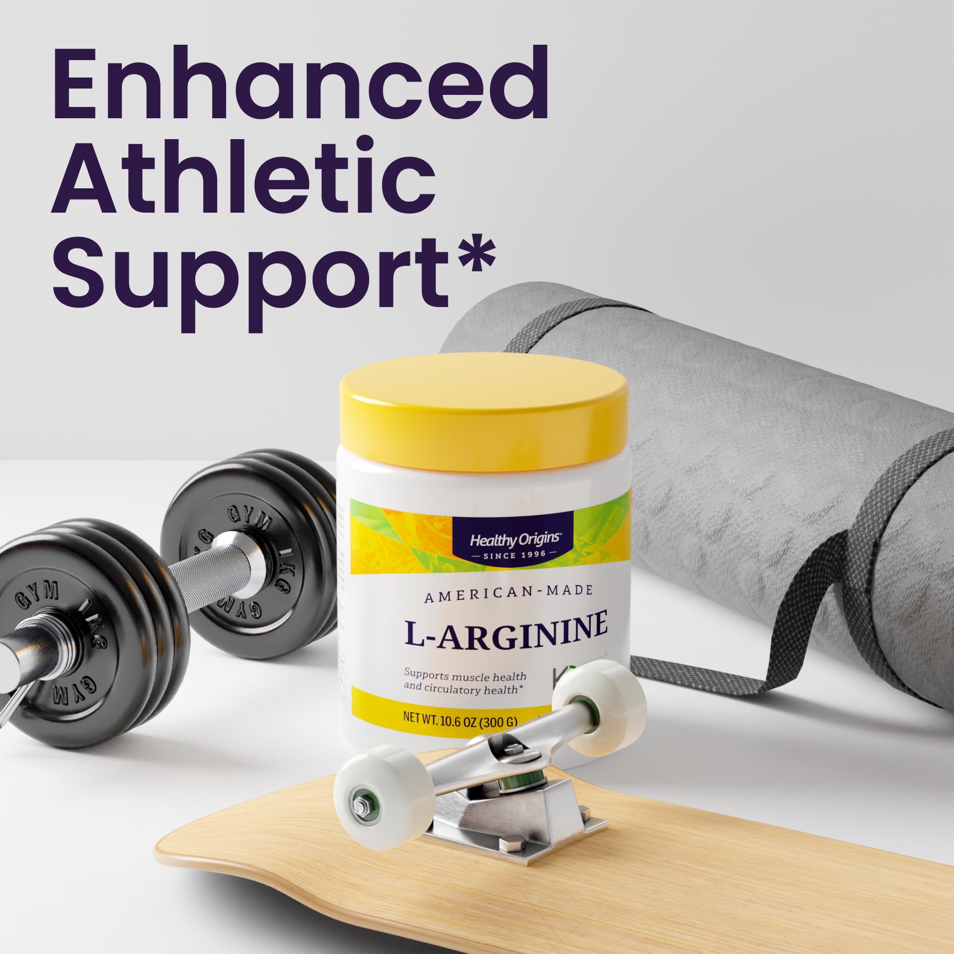Healthy Origins L-Arginine 358g capsules in a clear container