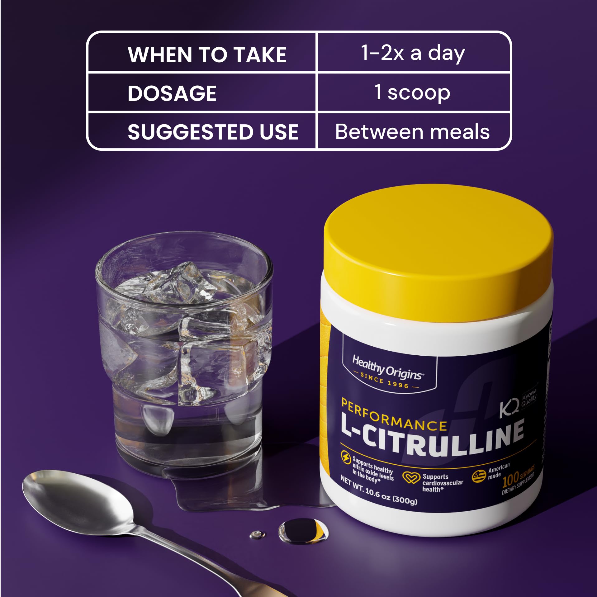 Healthy Origins L-Citrulline supplement with measuring scoop