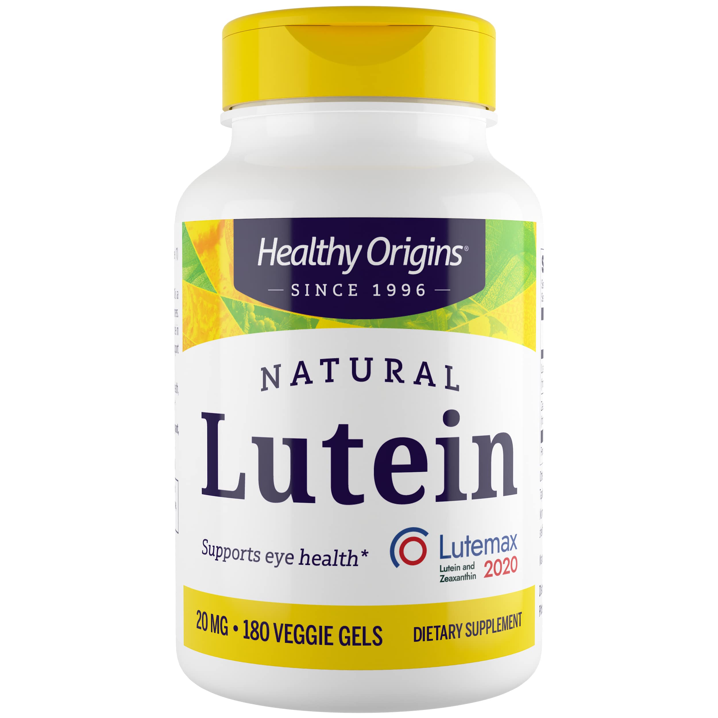 Healthy Origins Lutein 20mg 60 vegetarian softgels front view