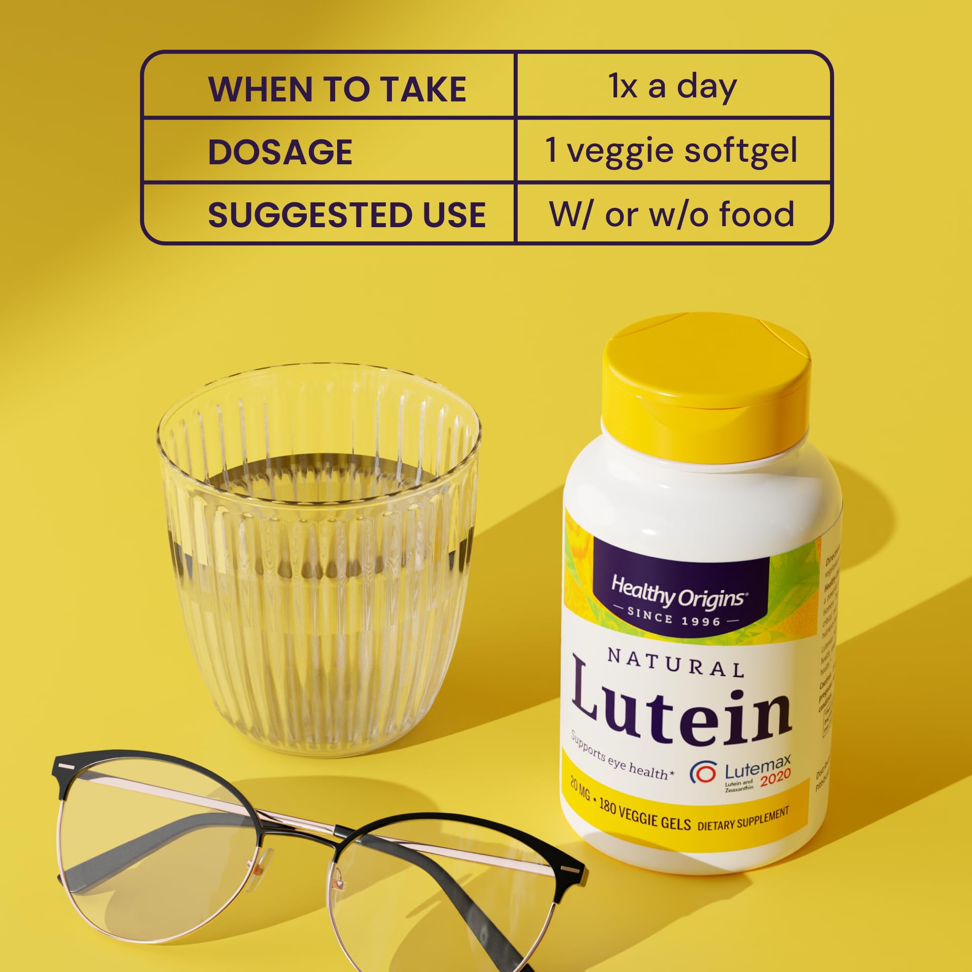 Healthy Origins Lutein 20mg softgels nutritional information
