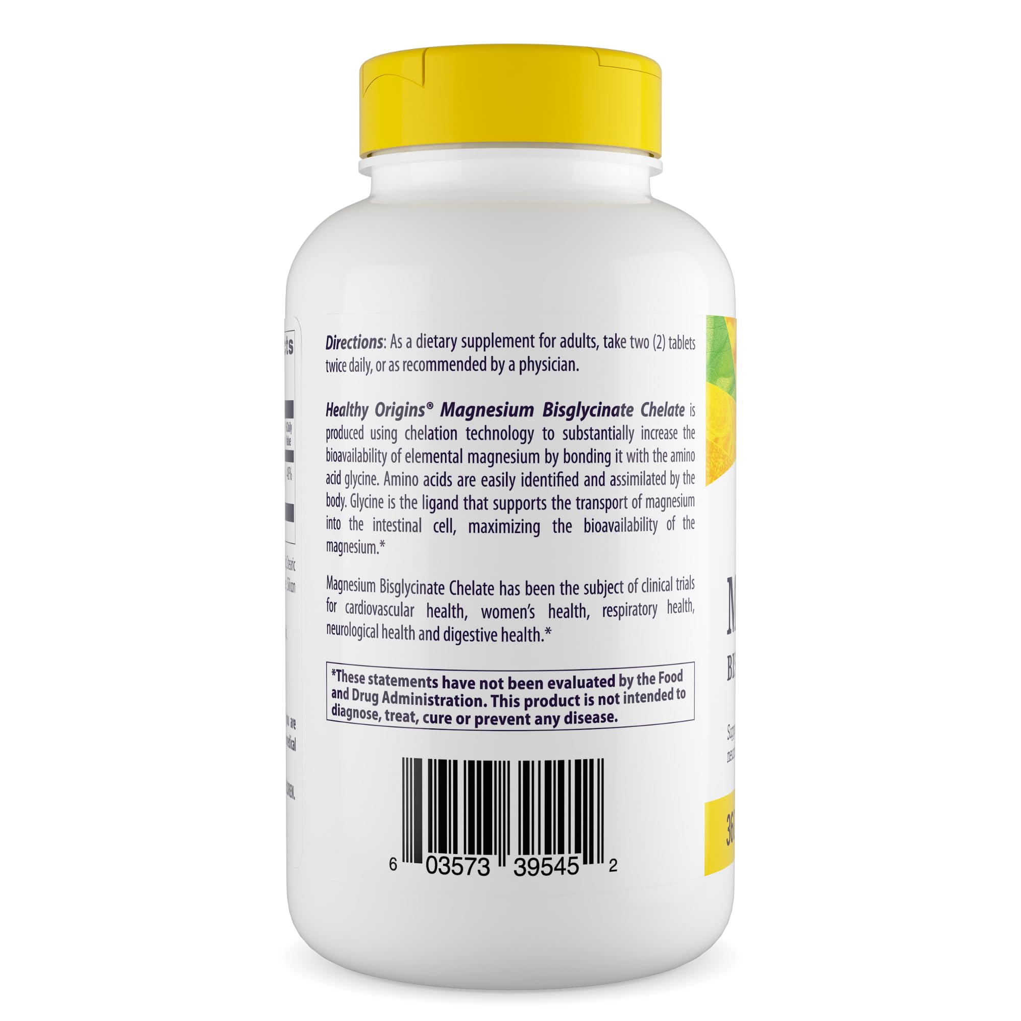 Healthy Origins Magnesium Bisglycinate Chelate 481g side view