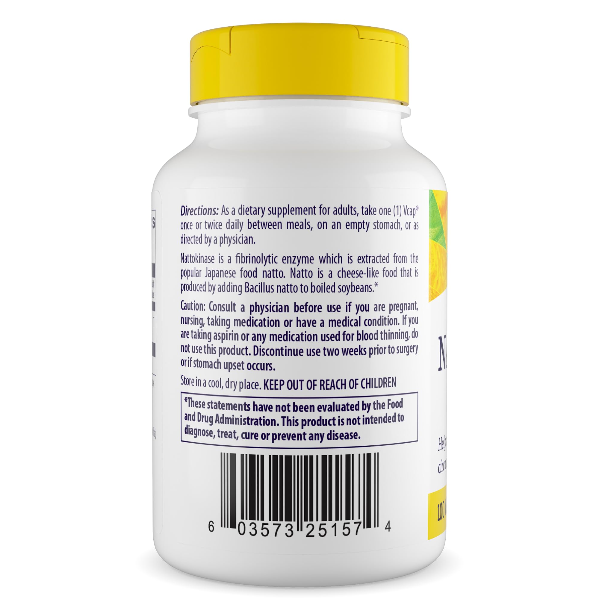 Healthy Origins Nattokinase 2000 FUs 100mg capsule side view