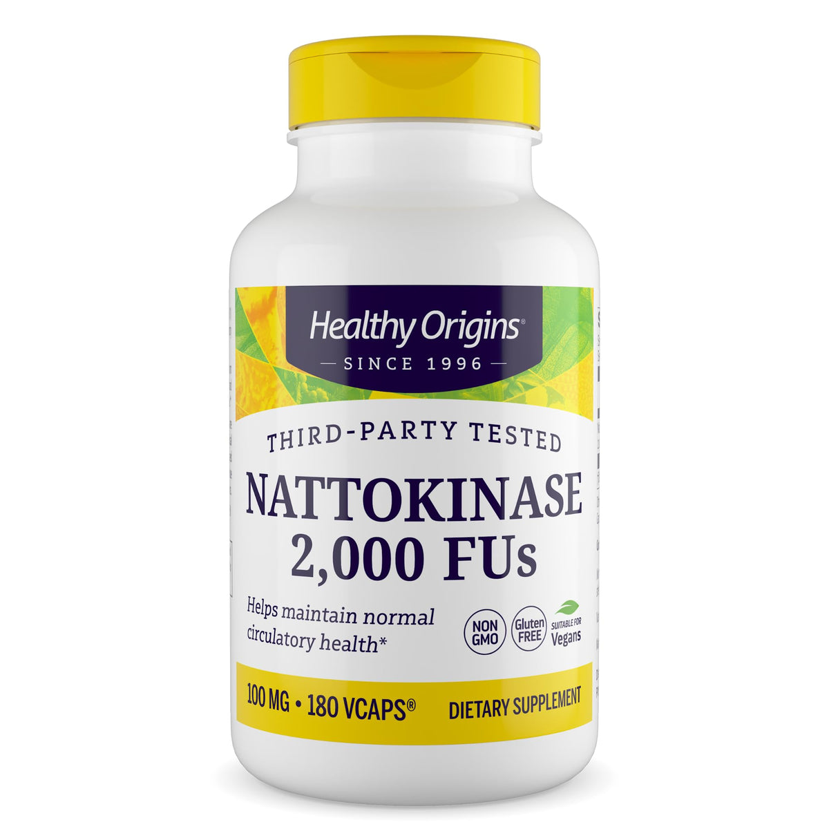 Healthy Origins Nattokinase multi-enzyme supplement front view