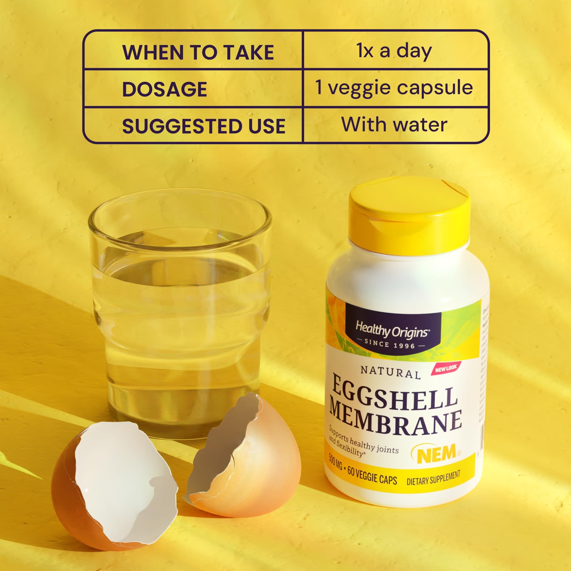 Healthy Origins Natural Eggshell Membrane bottle with a measuring spoon