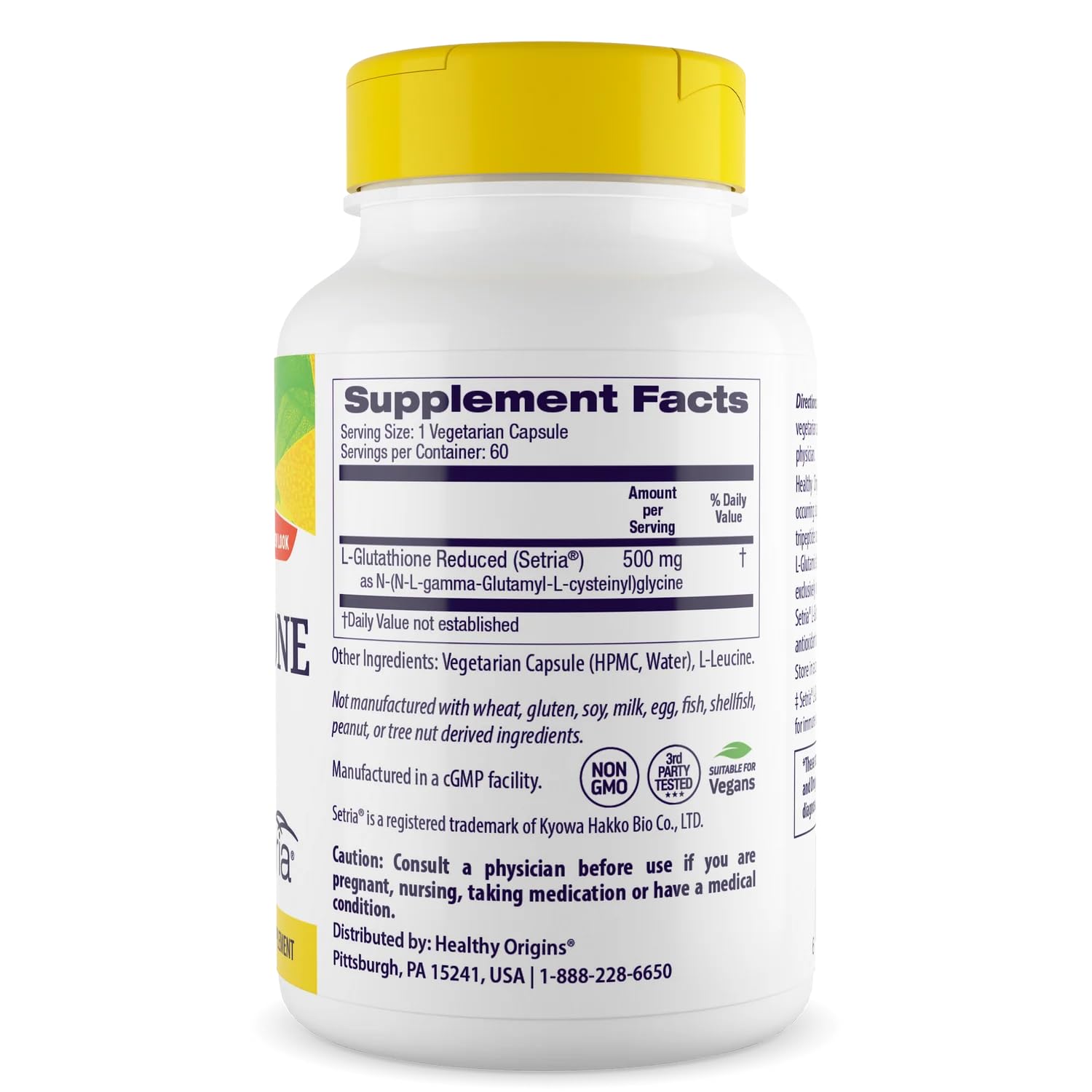 Healthy Origins Setria L-Glutathione Reduced 59g side view