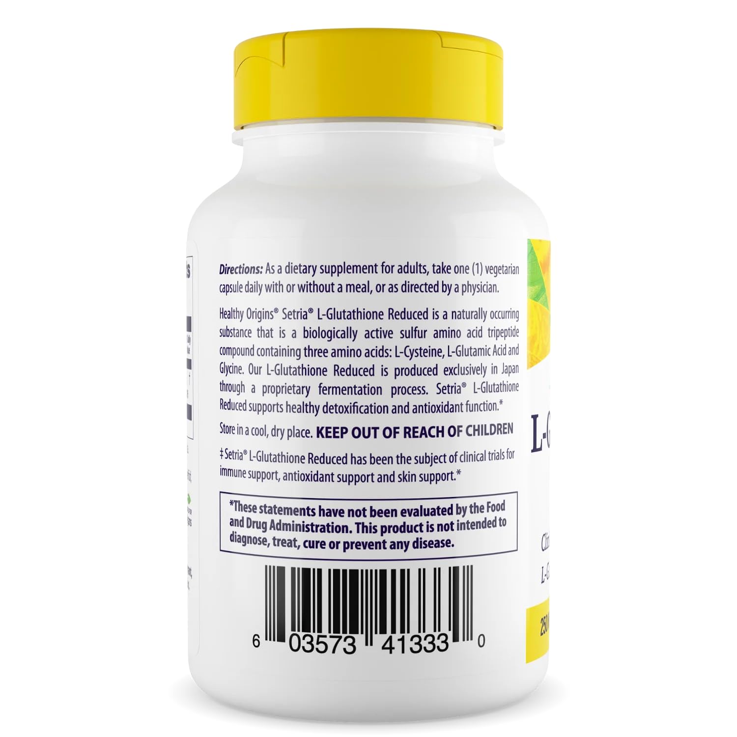 Healthy Origins Setria L-Glutathione Reduced capsules on a wooden table