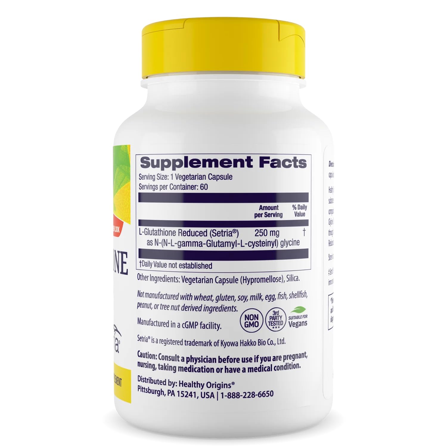 Healthy Origins Setria L-Glutathione Reduced packaging side view