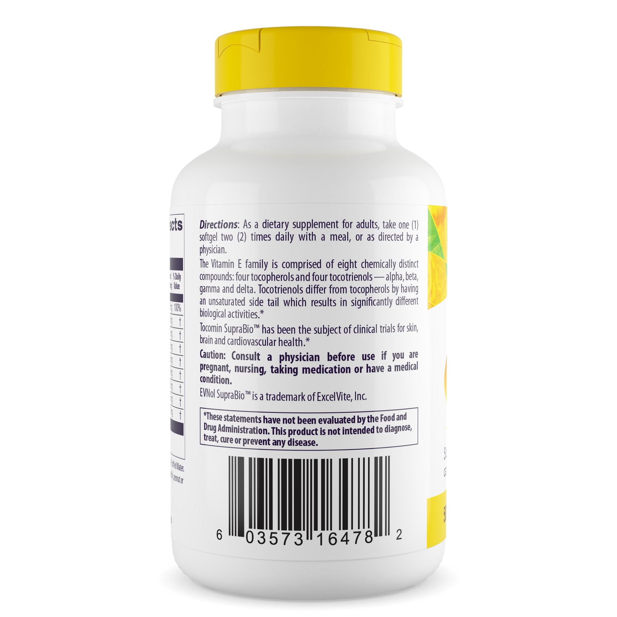 Healthy Origins Tocomin SupraBio Vitamin E Complex 82g back view