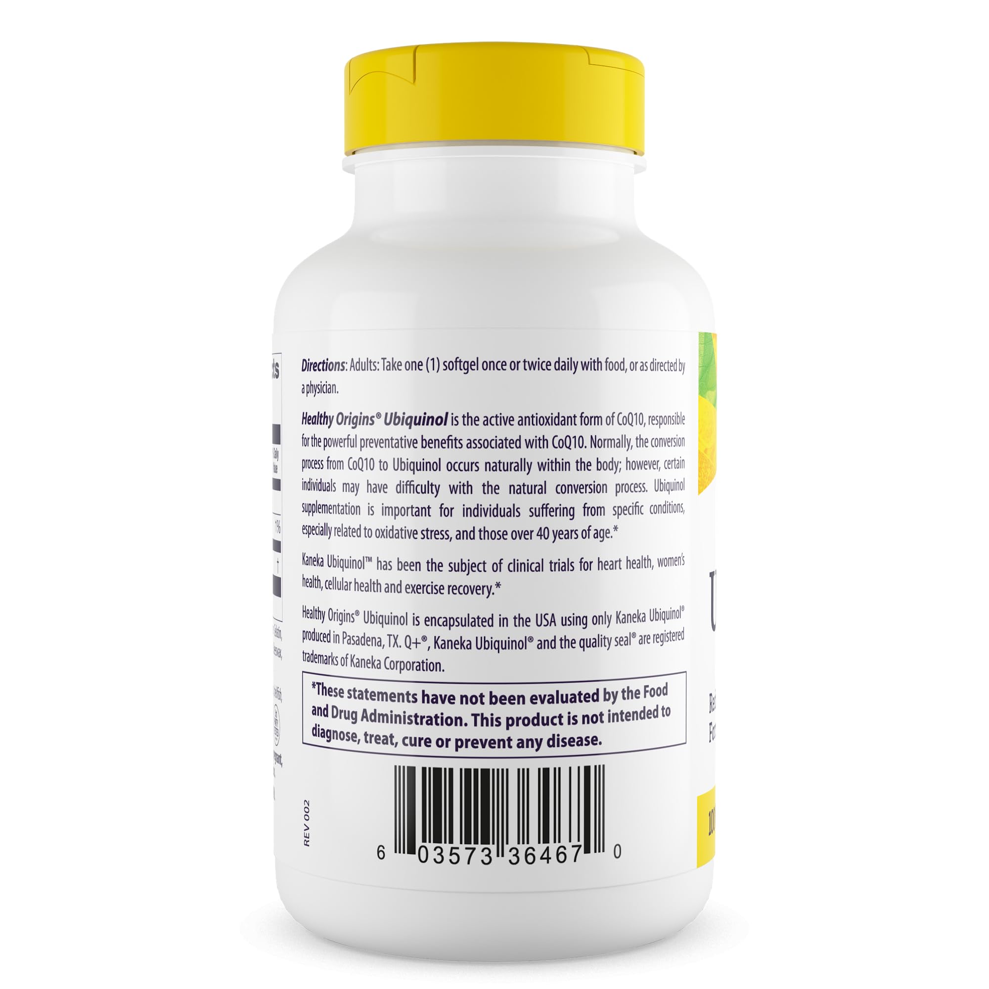 Healthy Origins Ubiquinol CoQ10 100mg softgels side view