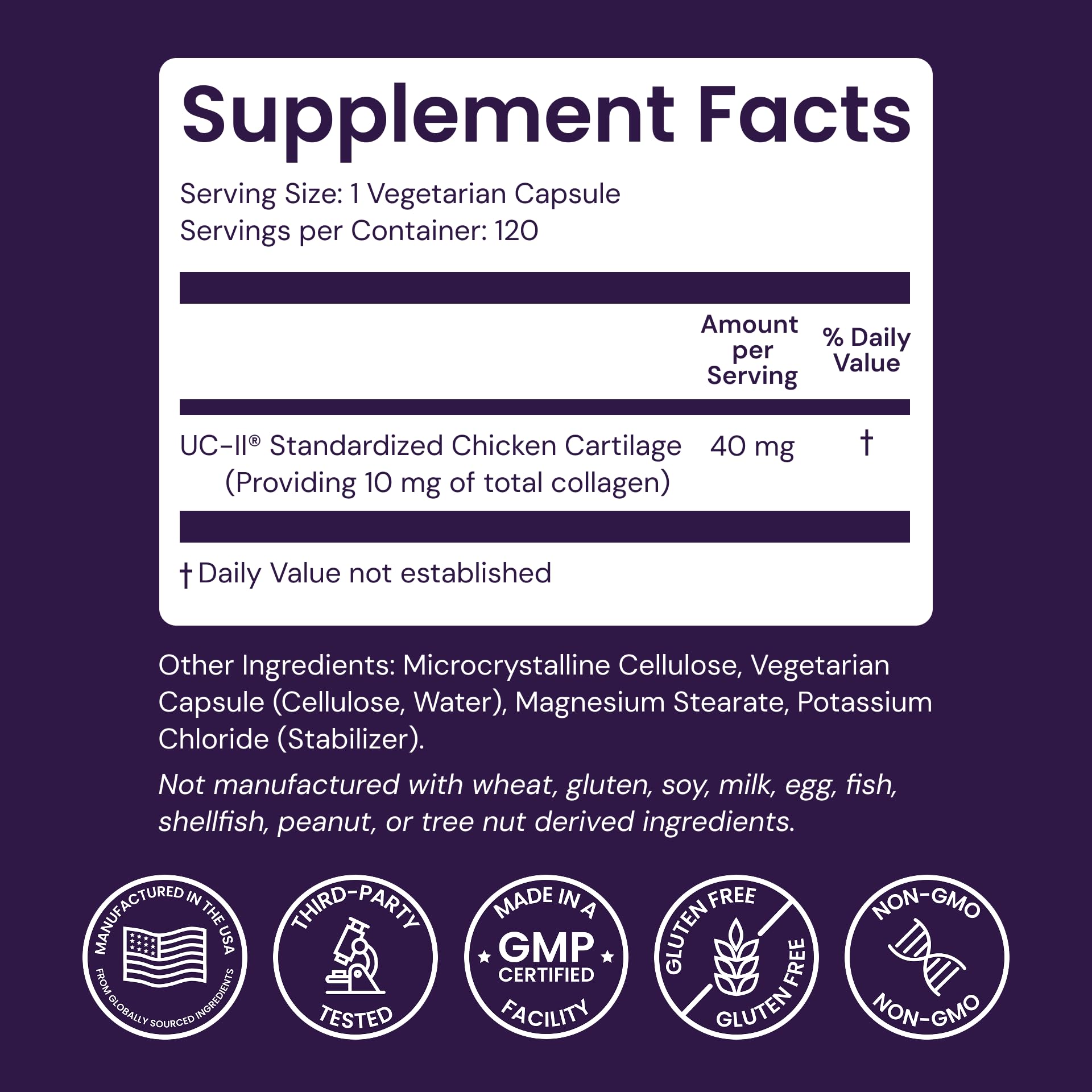 Healthy Origins UC-II Collagen 40mg supplement capsule close-up