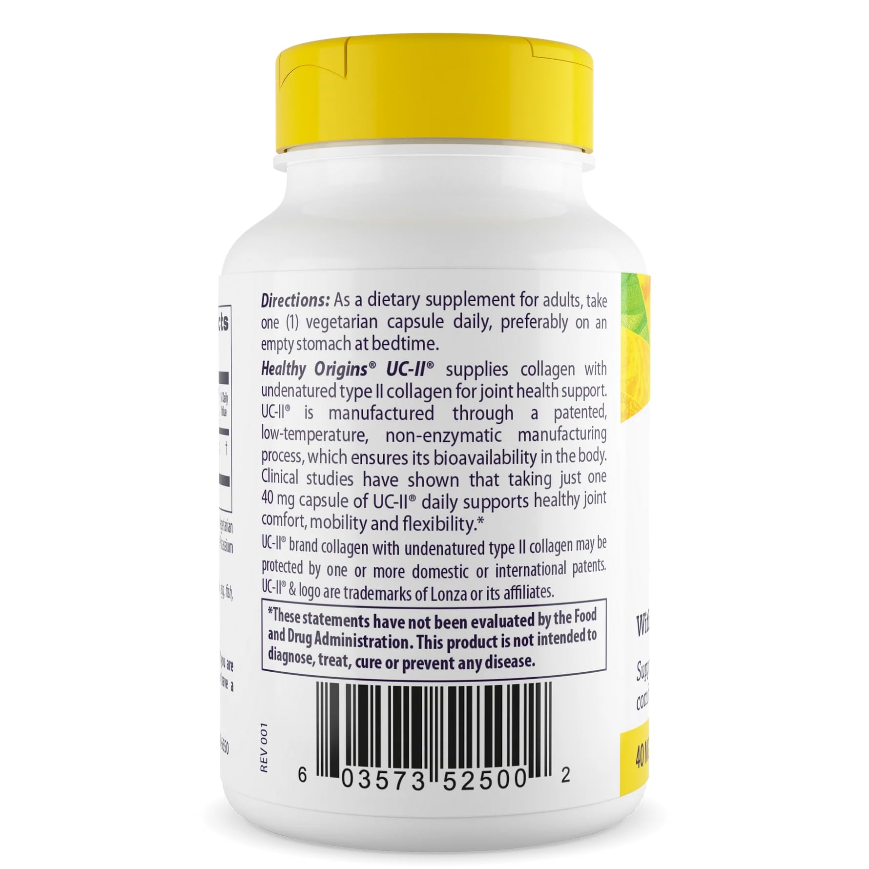 Healthy Origins UC-II Collagen 40mg supplement side view