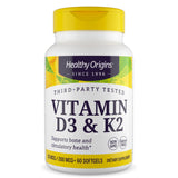Healthy Origins Vitamin D3 & K2 Supplement front view