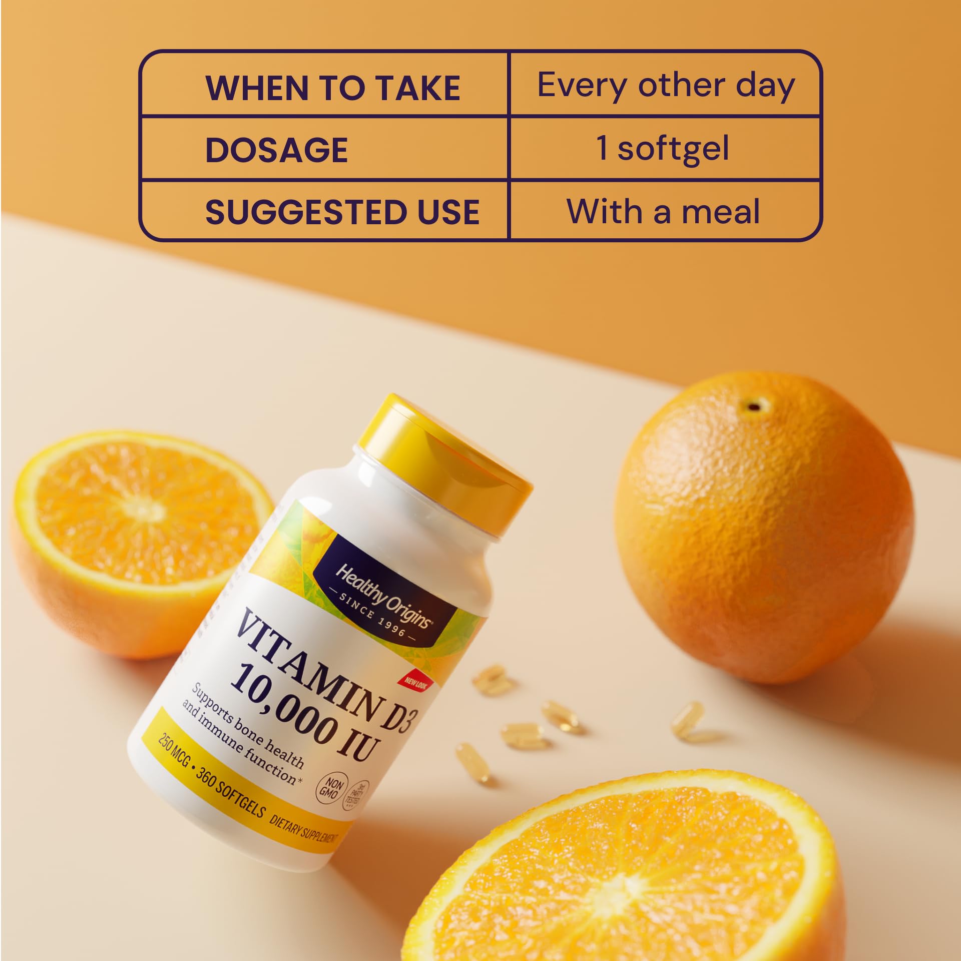 Healthy Origins Vitamin D3 Maximum Potency 172g back view