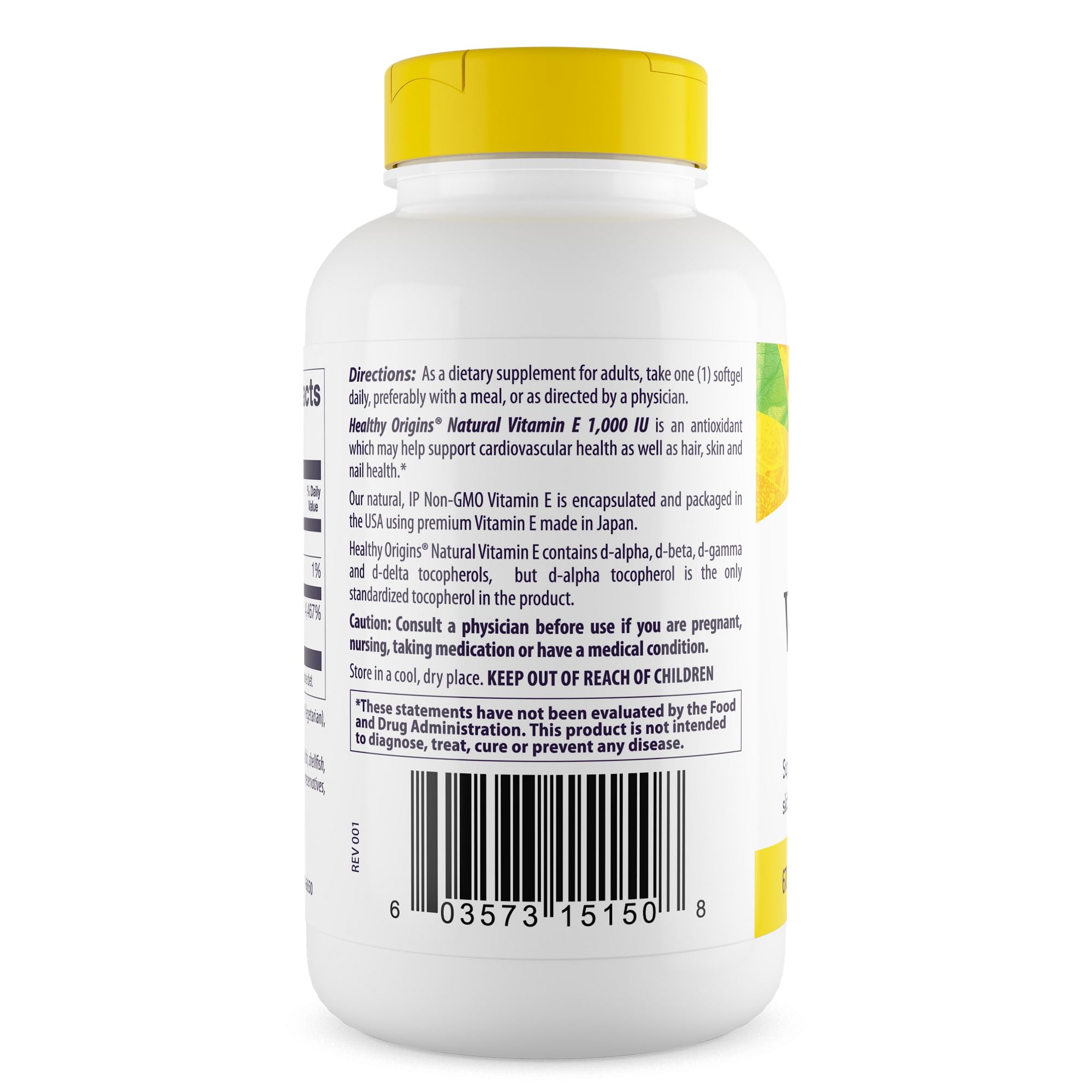 Healthy Origins Vitamin E 200g side view