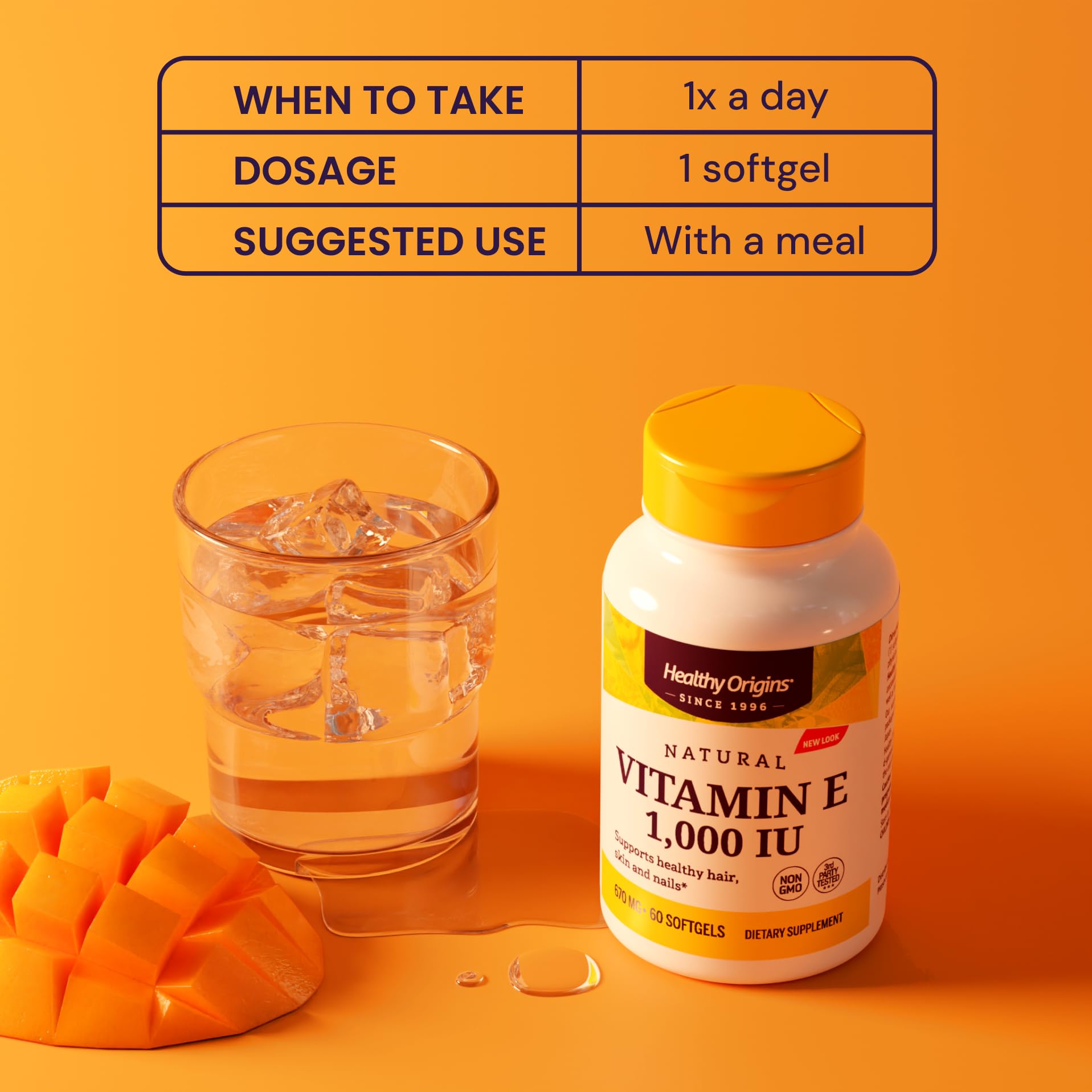 Healthy Origins Vitamin E 200g with a measuring spoon