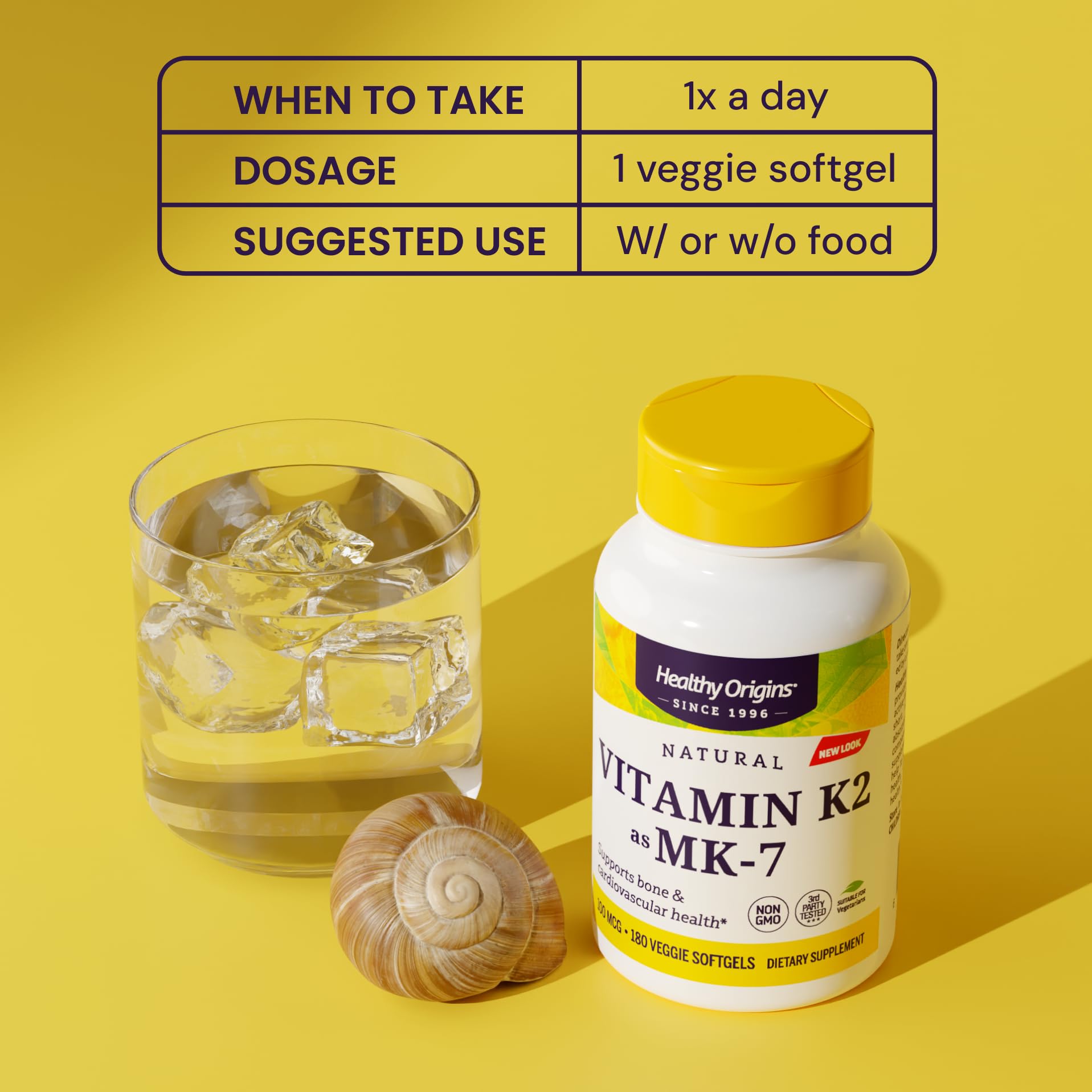 Healthy Origins Vitamin K2 MK-7 back view of packaging