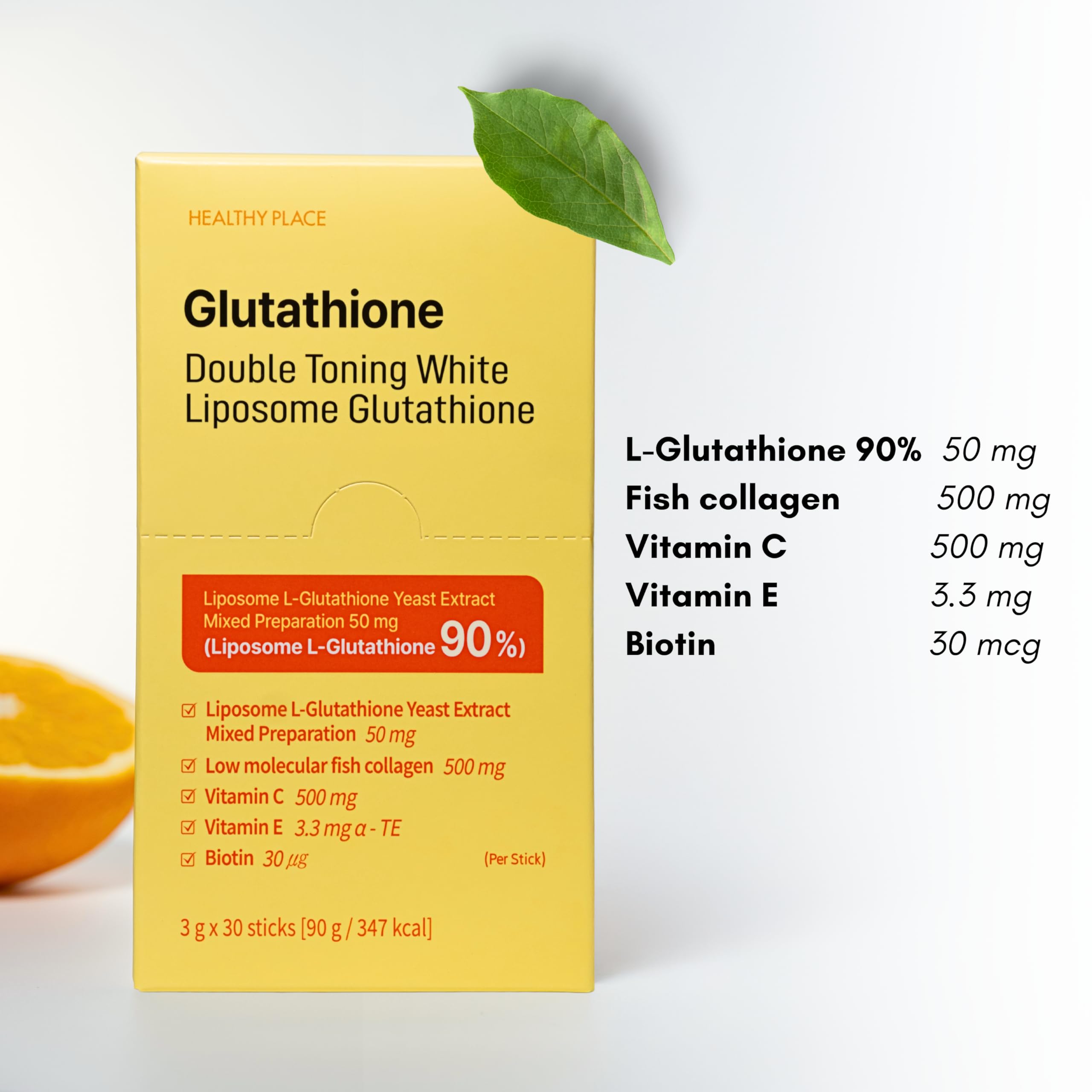 HEALTHY PLACE Double Toning White Liposome Glutathione close-up of stick pack