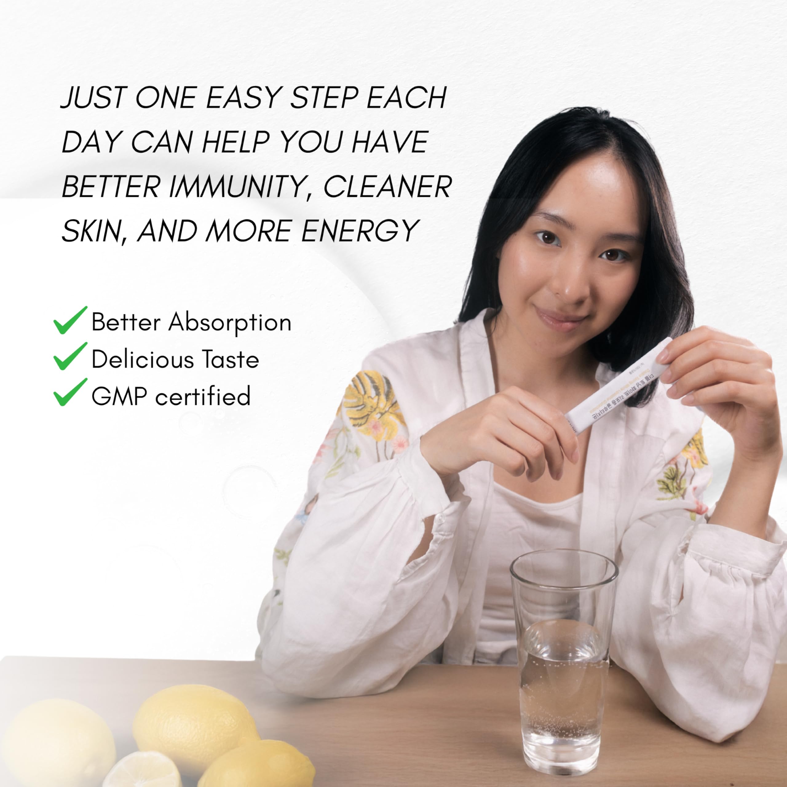 HEALTHY PLACE Double Toning White Liposome Glutathione product with lemon slices