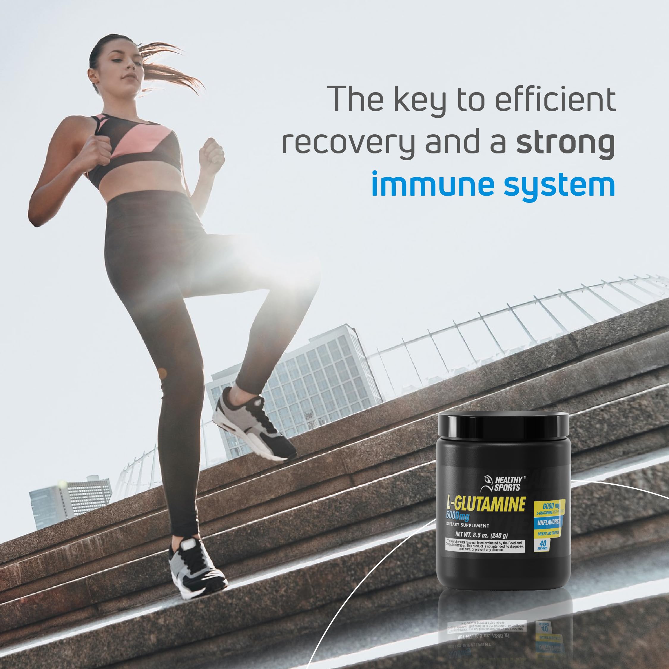 HEALTHY SPORTS L-Glutamine Powder 6000mg mixed in water