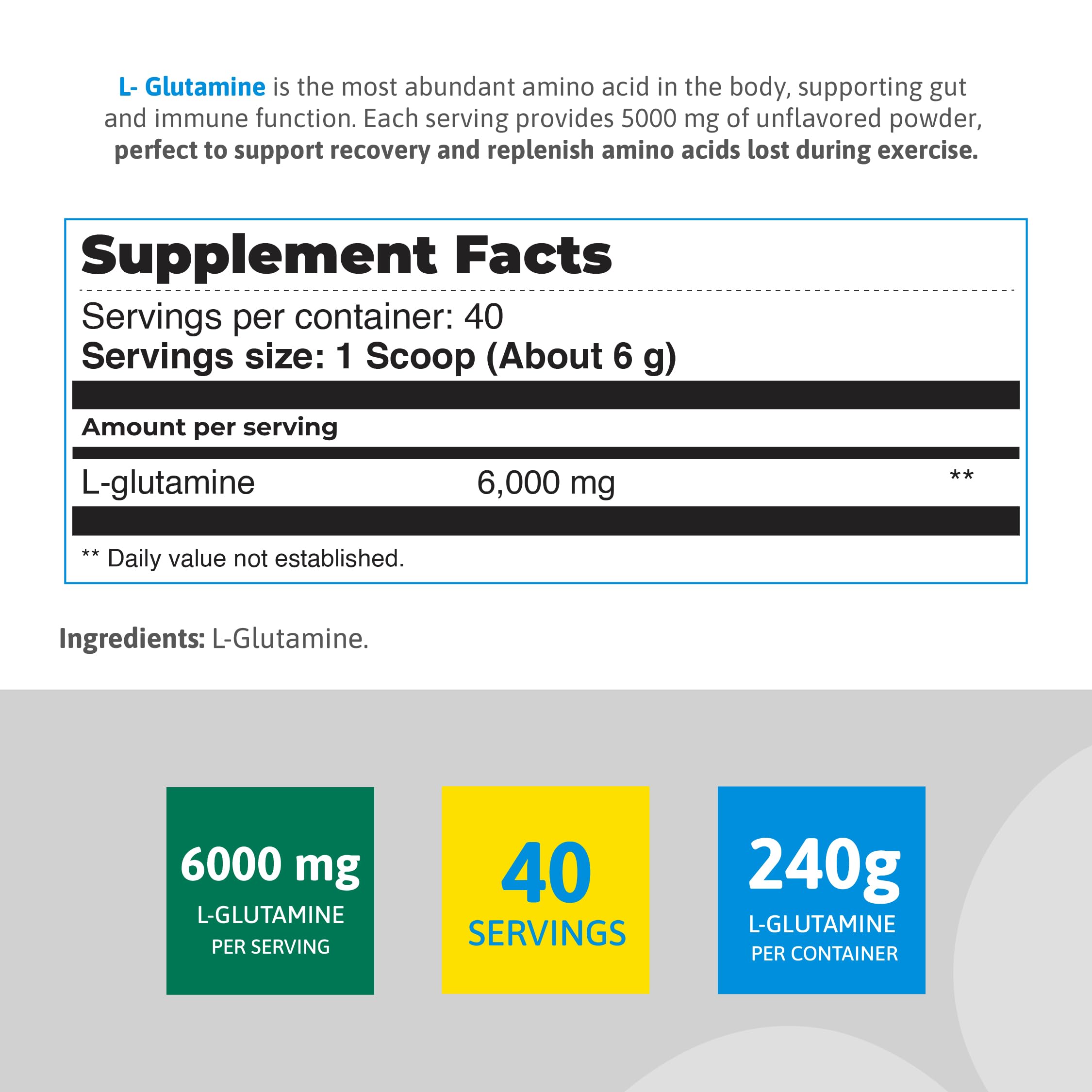 HEALTHY SPORTS L-Glutamine Powder 6000mg packaging